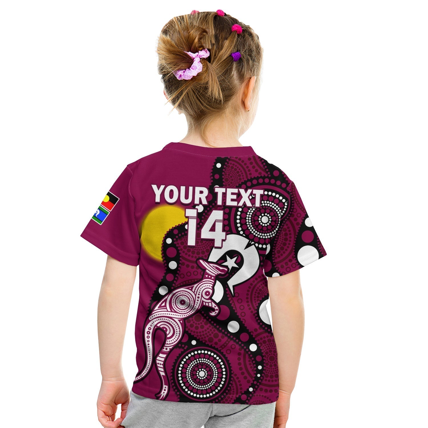 (Custom Text And Number) Maroons Rugby NAIDOC 2023 T Shirt KID QLD For Our Elders Indigenous Art - Vibe Hoodie Shop