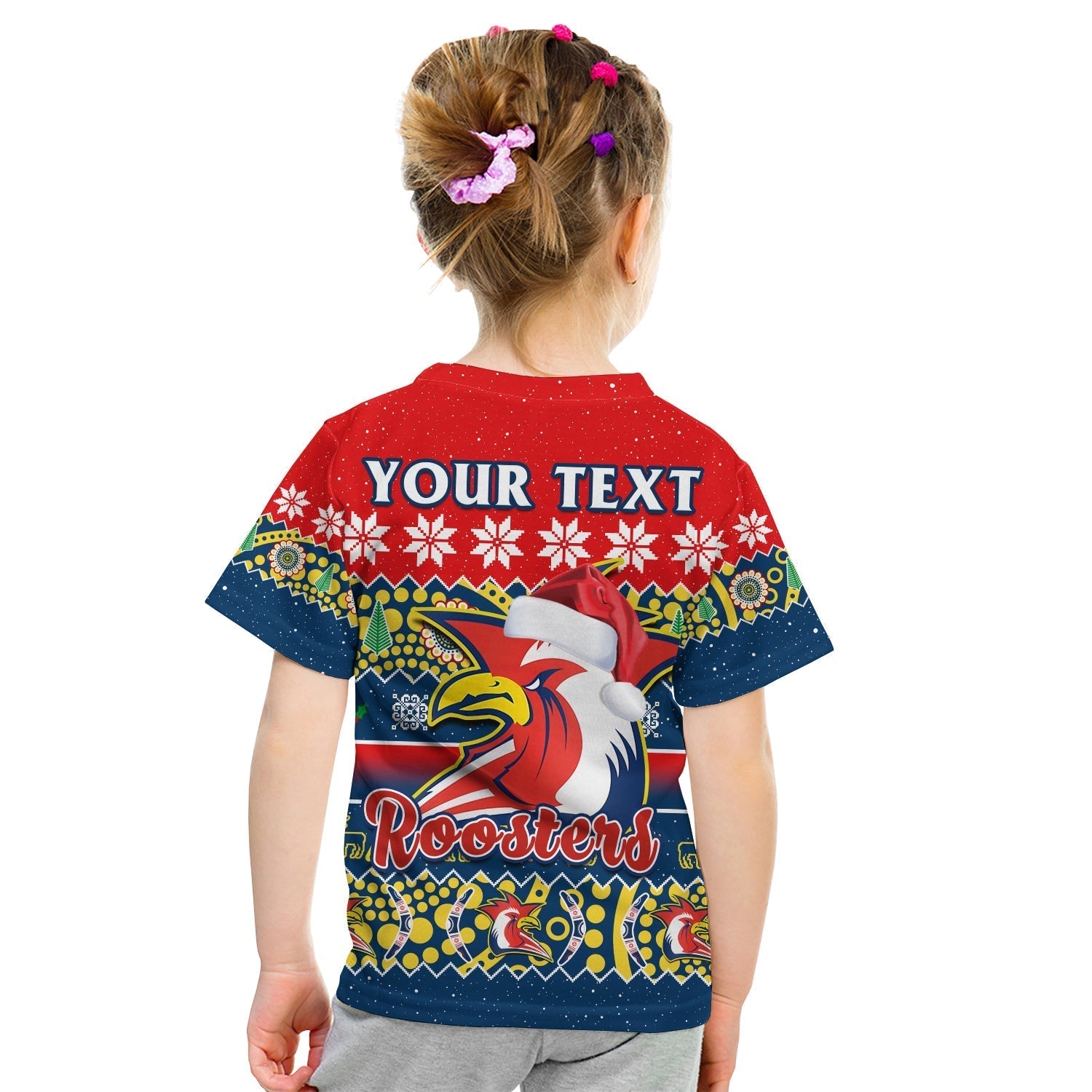 custom-personalised-sydney-roosters-christmas-t-shirt-kid-easts-aboriginal-art-merry-xmas