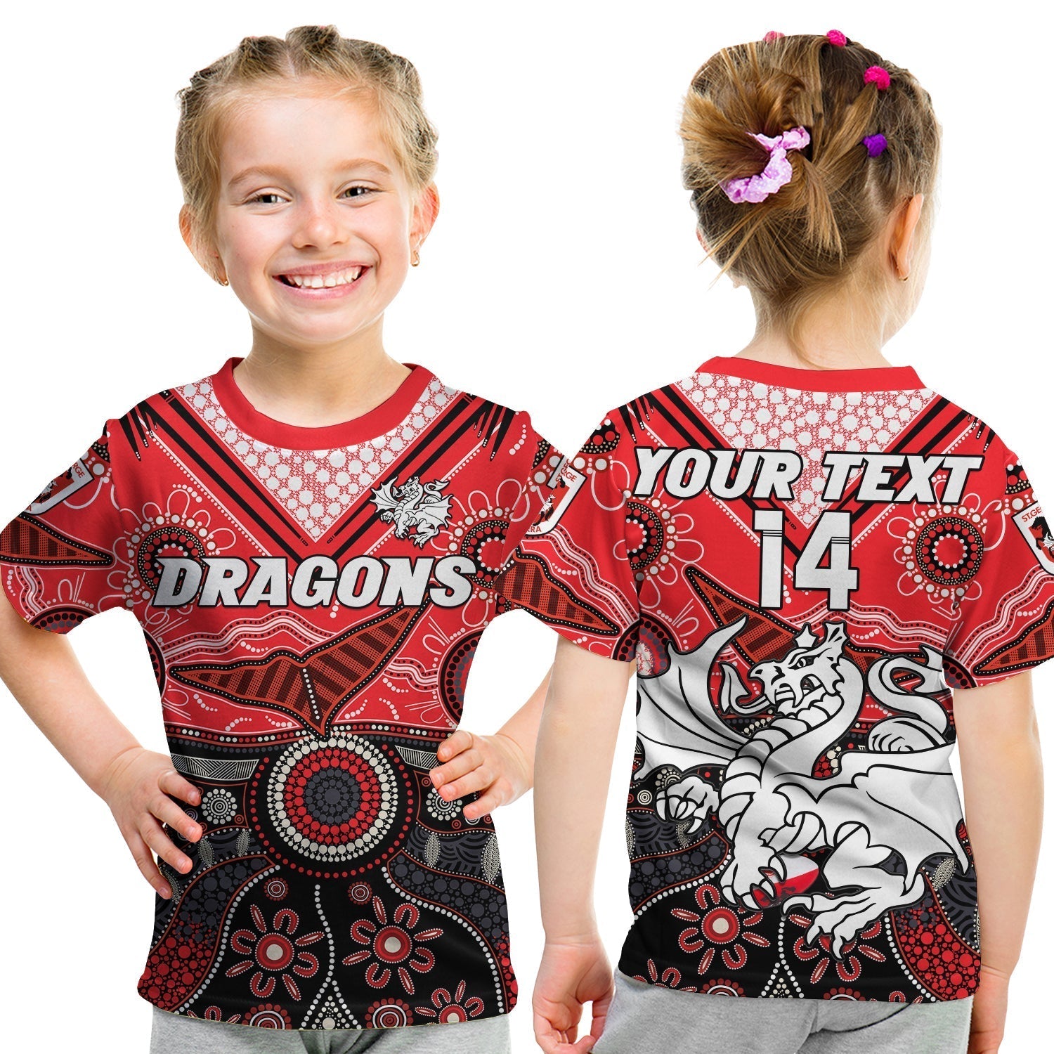 custom-text-and-number-dragons-rugby-t-shirt-kid-indigenous-pattern-artsy-version