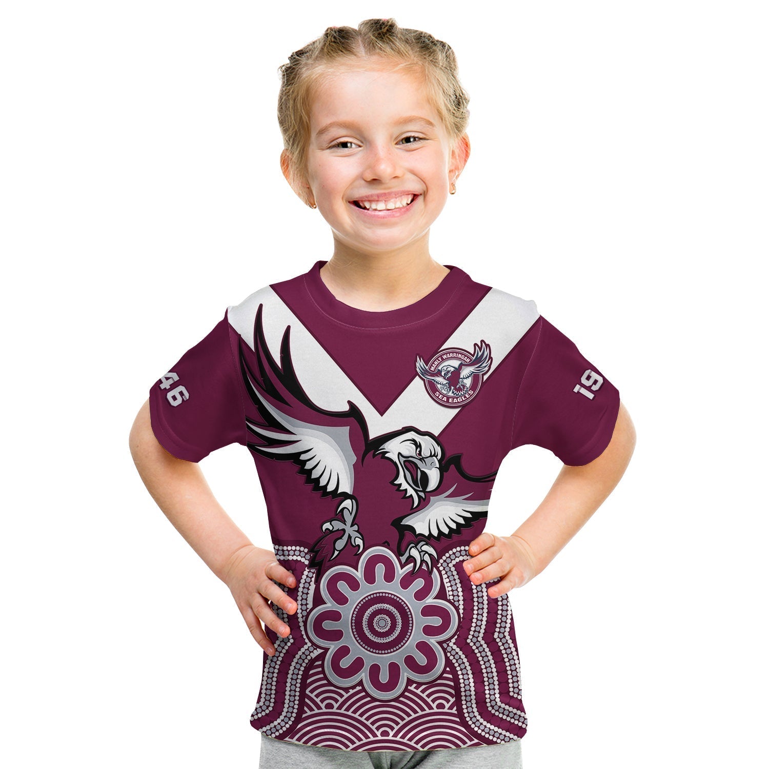 custom-text-and-number-sea-eagles-rugby-t-shirt-kid-manly-warringah-indigenous-art