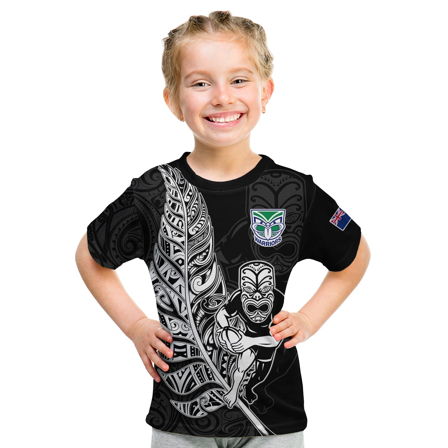 custom-text-and-number-new-zealand-tiki-rugby-t-shirt-kid-nz-warriors-fern-maori-style