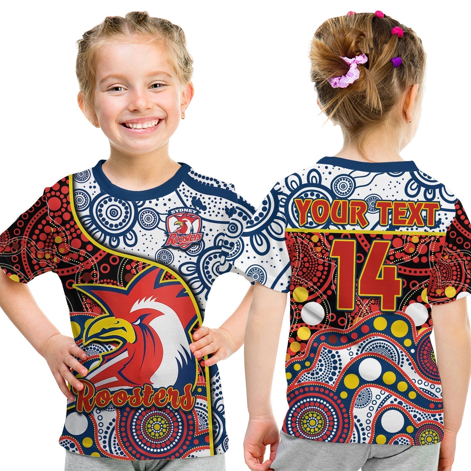 custom-text-and-number-roosters-rugby-t-shirt-kid-easts-1908-aboriginal-artsy-premiers