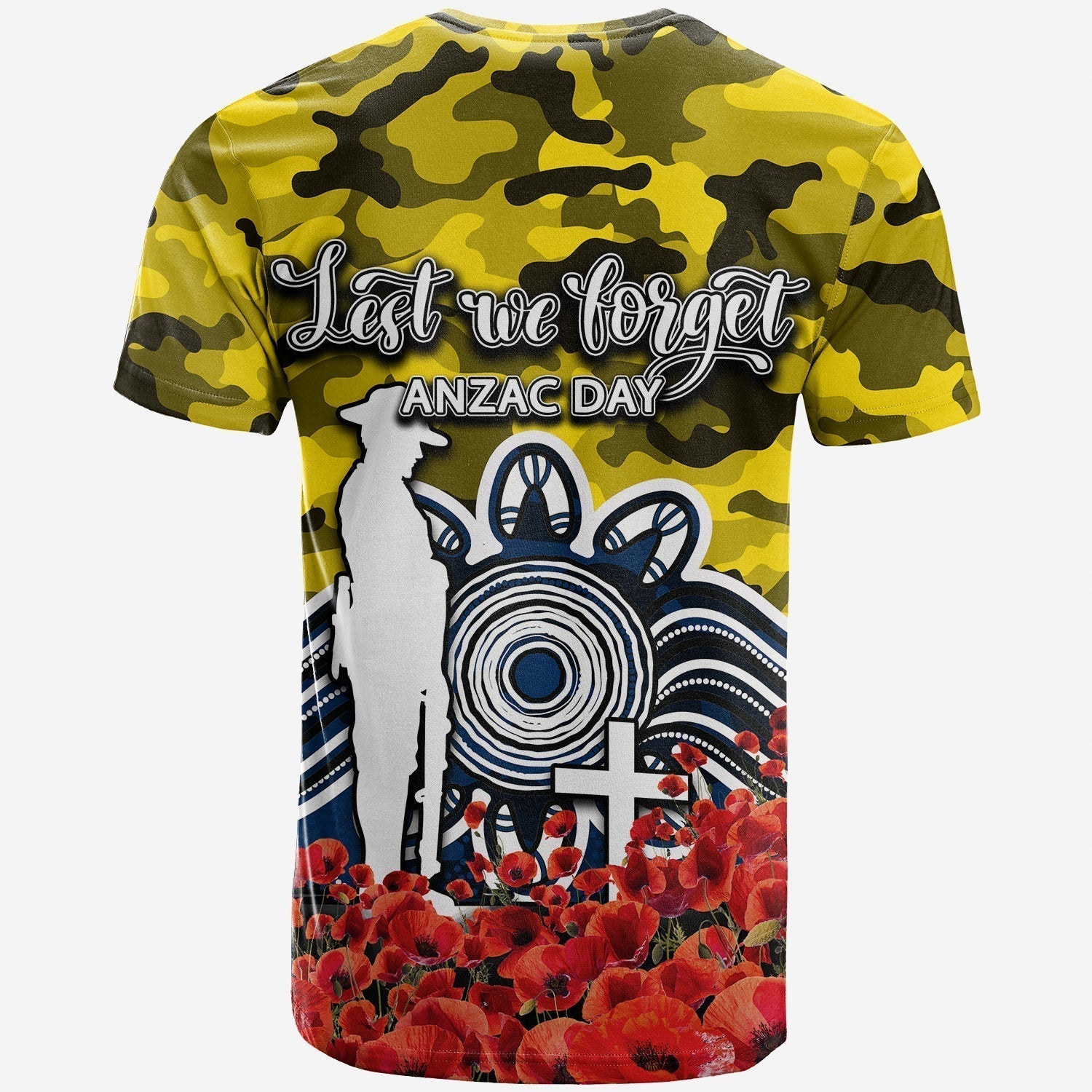 North Queensland Cowboys T shirt ANZAC Day Poppy Flowers With Army Patterns - Vibe Hoodie Shop