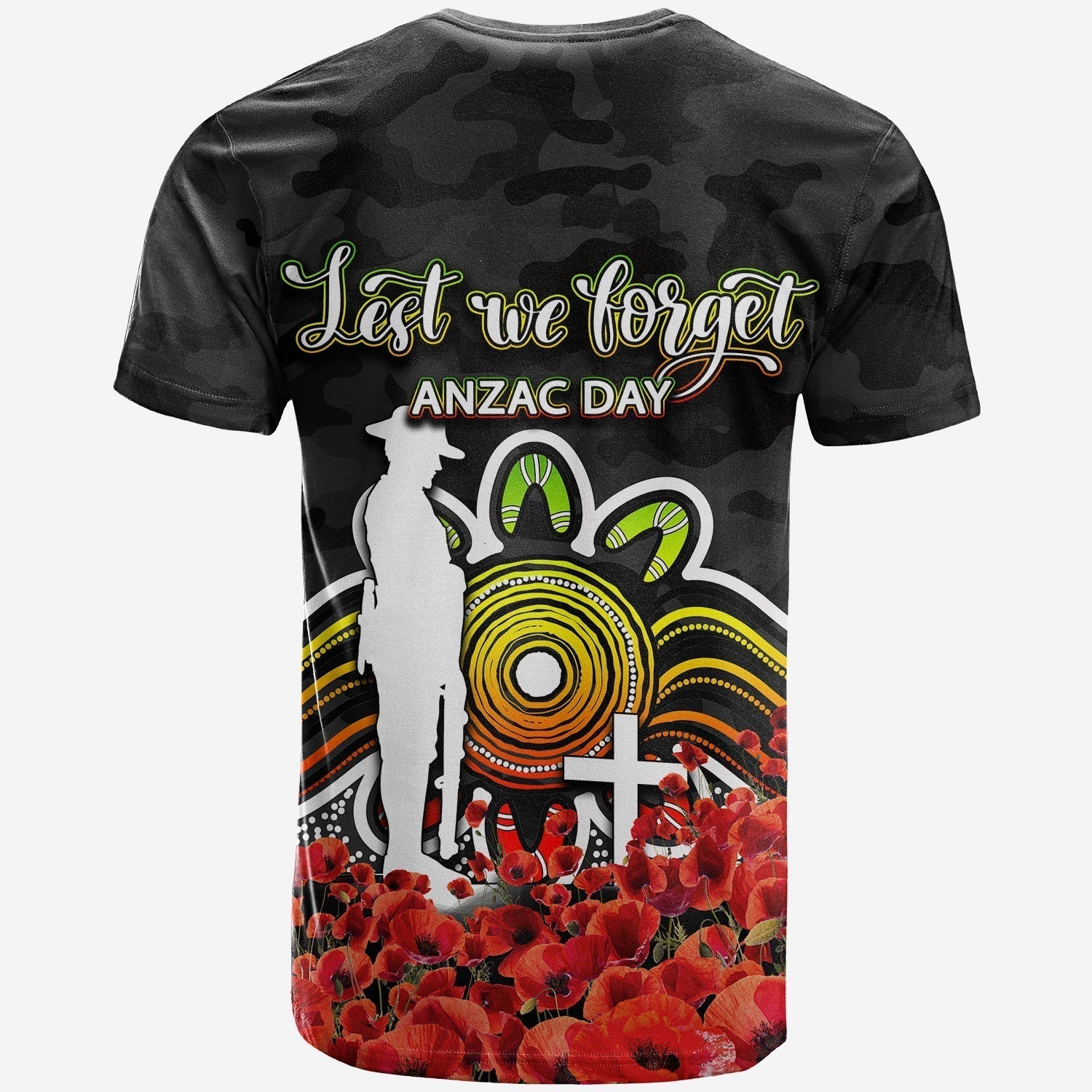 Penrith Panthers T shirt ANZAC Day Poppy Flowers With Army Patterns - Vibe Hoodie Shop