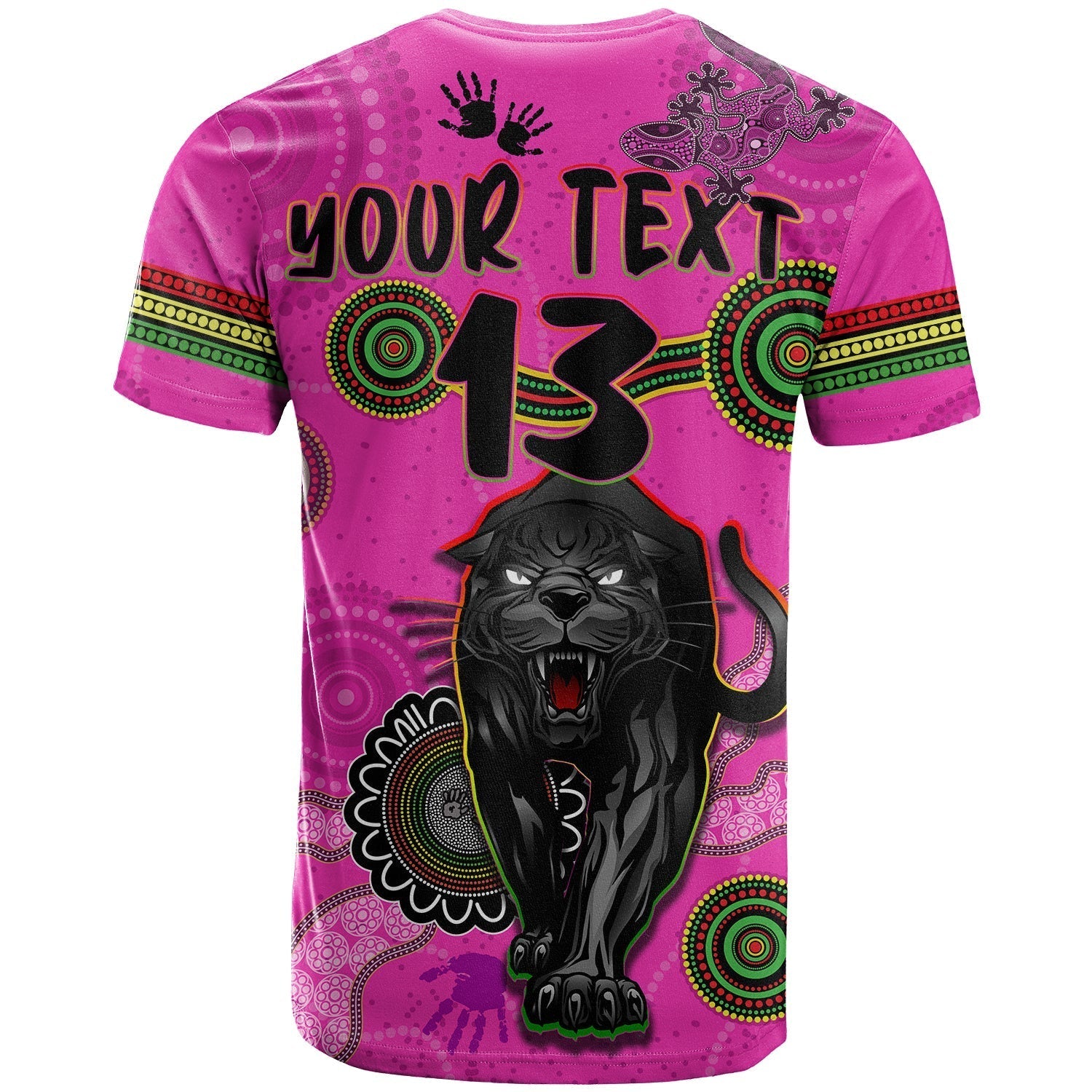 (Custom Text and Number) Panthers T Shirt Aboriginal with Lizard - Vibe Hoodie Shop