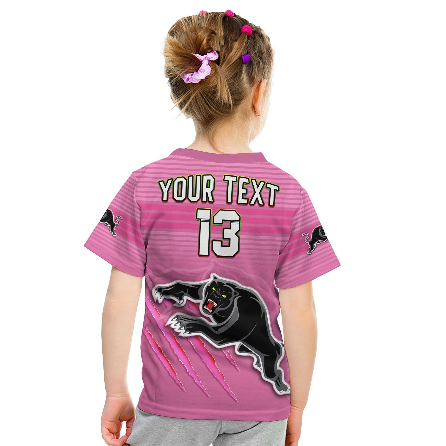 Custom Text and Number Panthers Proud T Shirt KID Back to Back Premiers 2022 Version Pink - Vibe Hoodie Shop