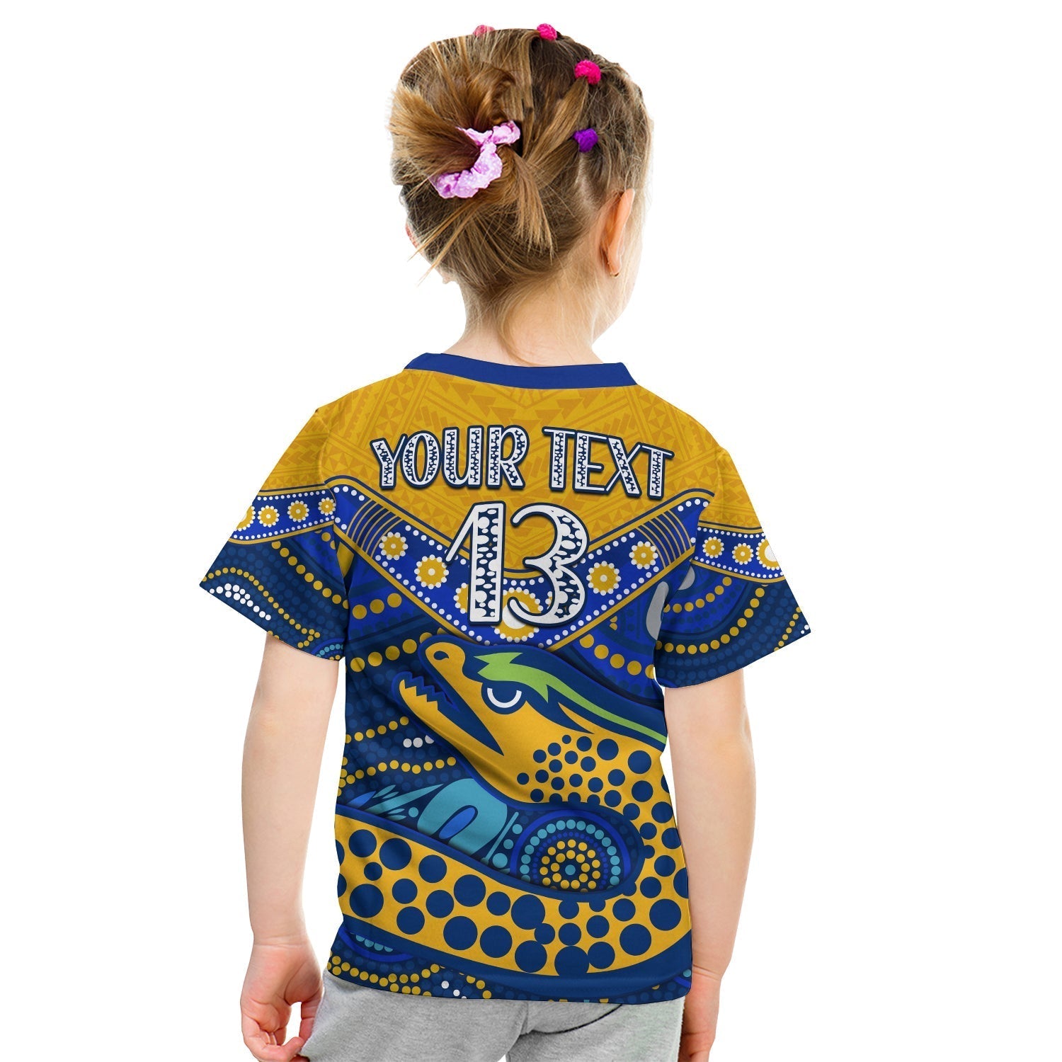 (Custom Text and Number) Eels Rugby T Shirt KID Aboriginal and Polynesia Parramatta - Vibe Hoodie Shop