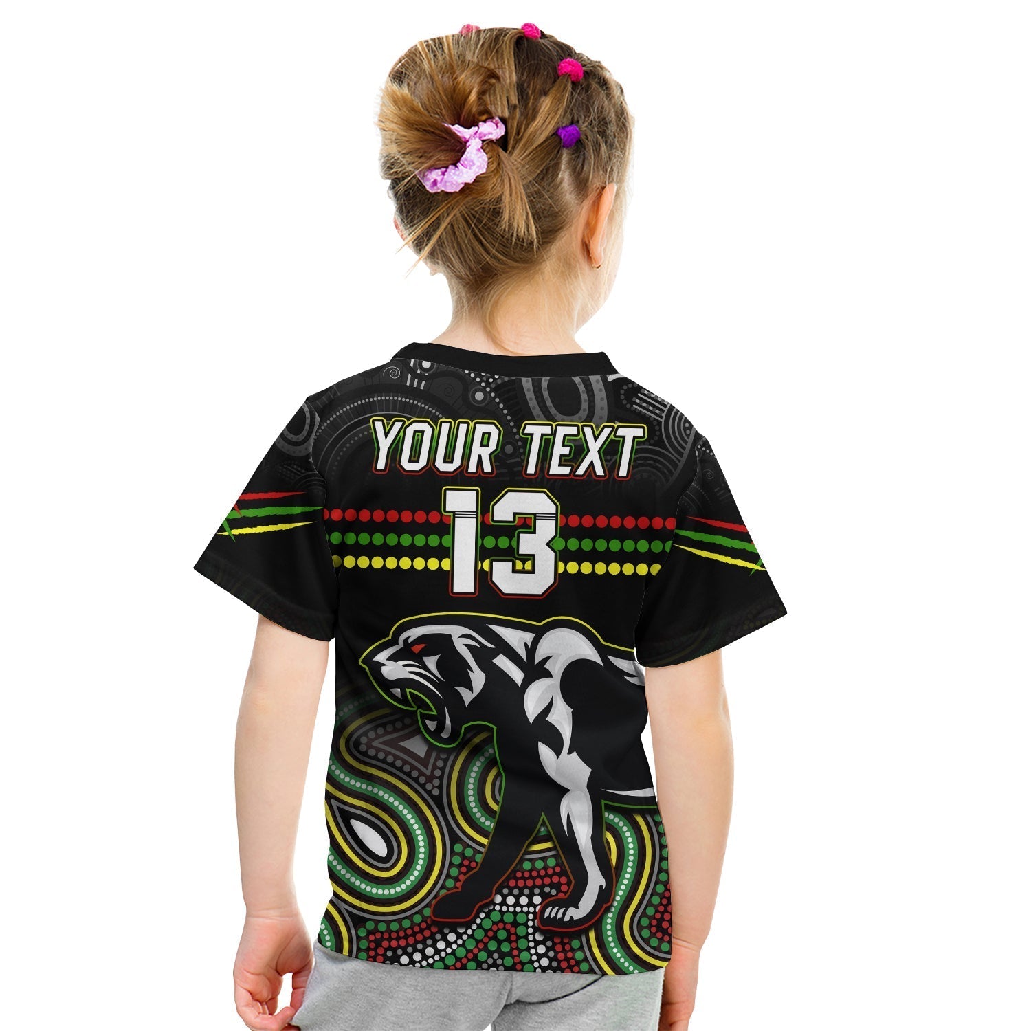 Custom Text and Number Panthers Rugby T Shirt KID Premiers 2022 Back to Back Champions - Vibe Hoodie Shop