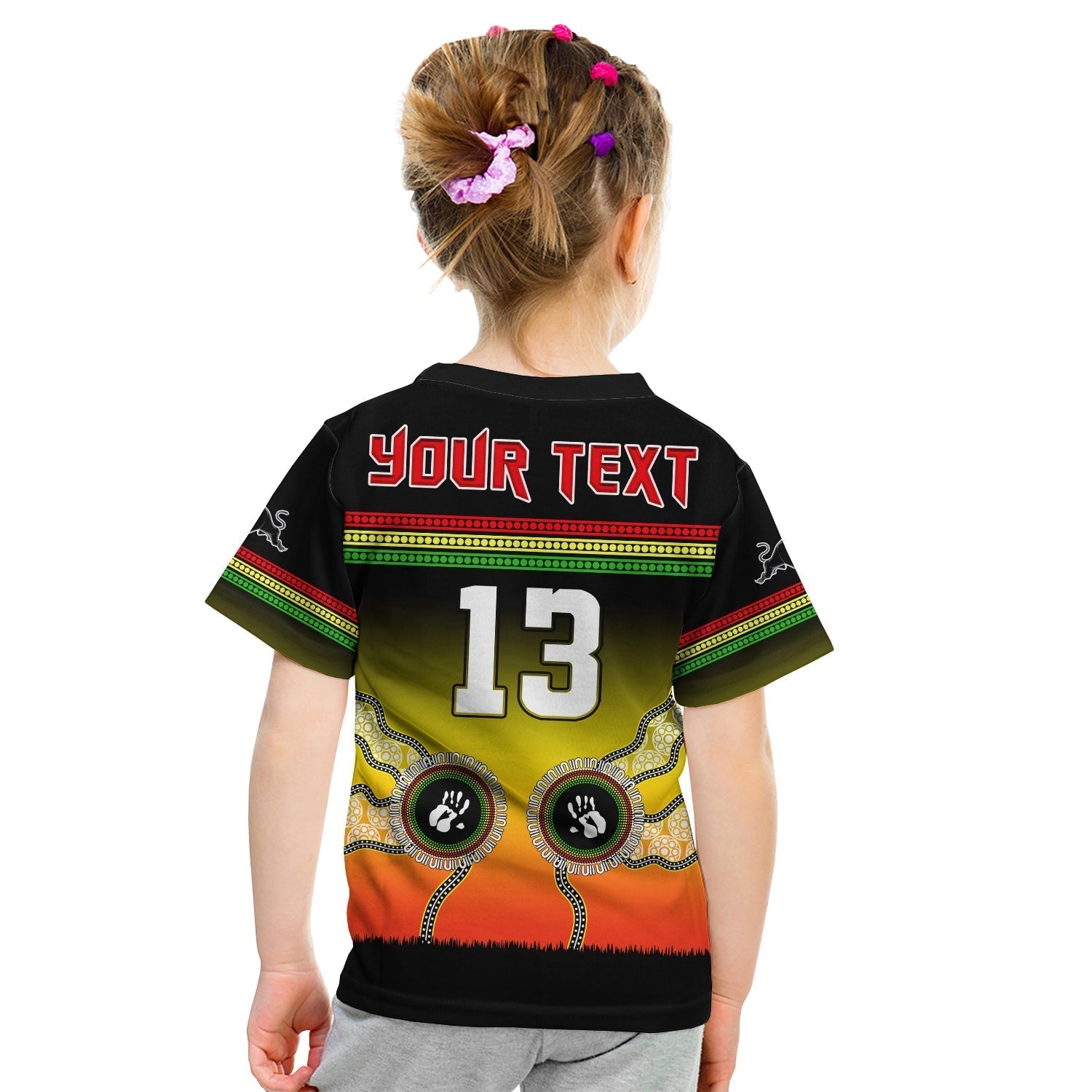 (Custom Text and Number) Panthers T Shirt KID Go The Mighty Penrith Aboriginal - Vibe Hoodie Shop