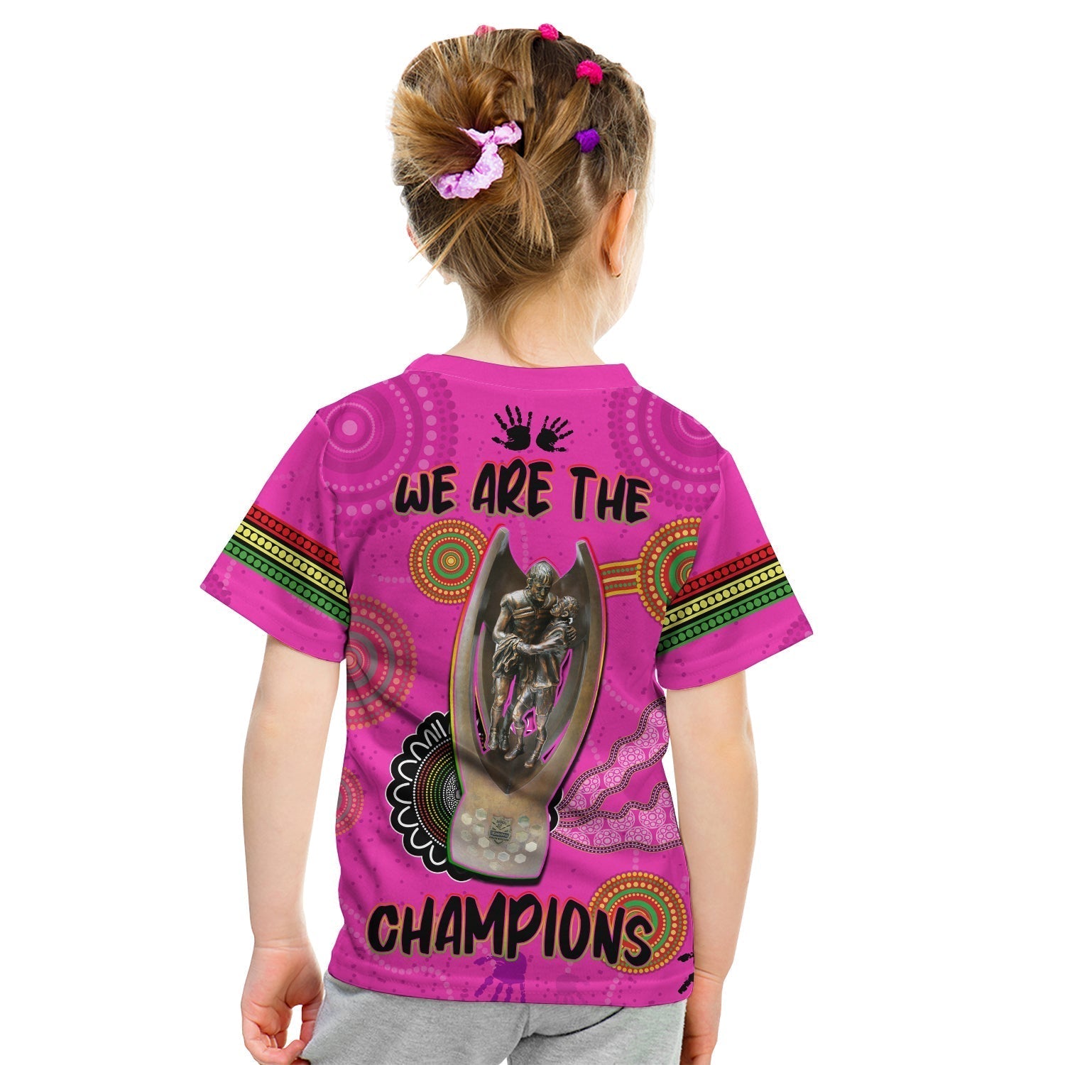 Panthers T Shirt KID Aboriginal Premiers 2022 We Are The Champions With Trophy - Vibe Hoodie Shop