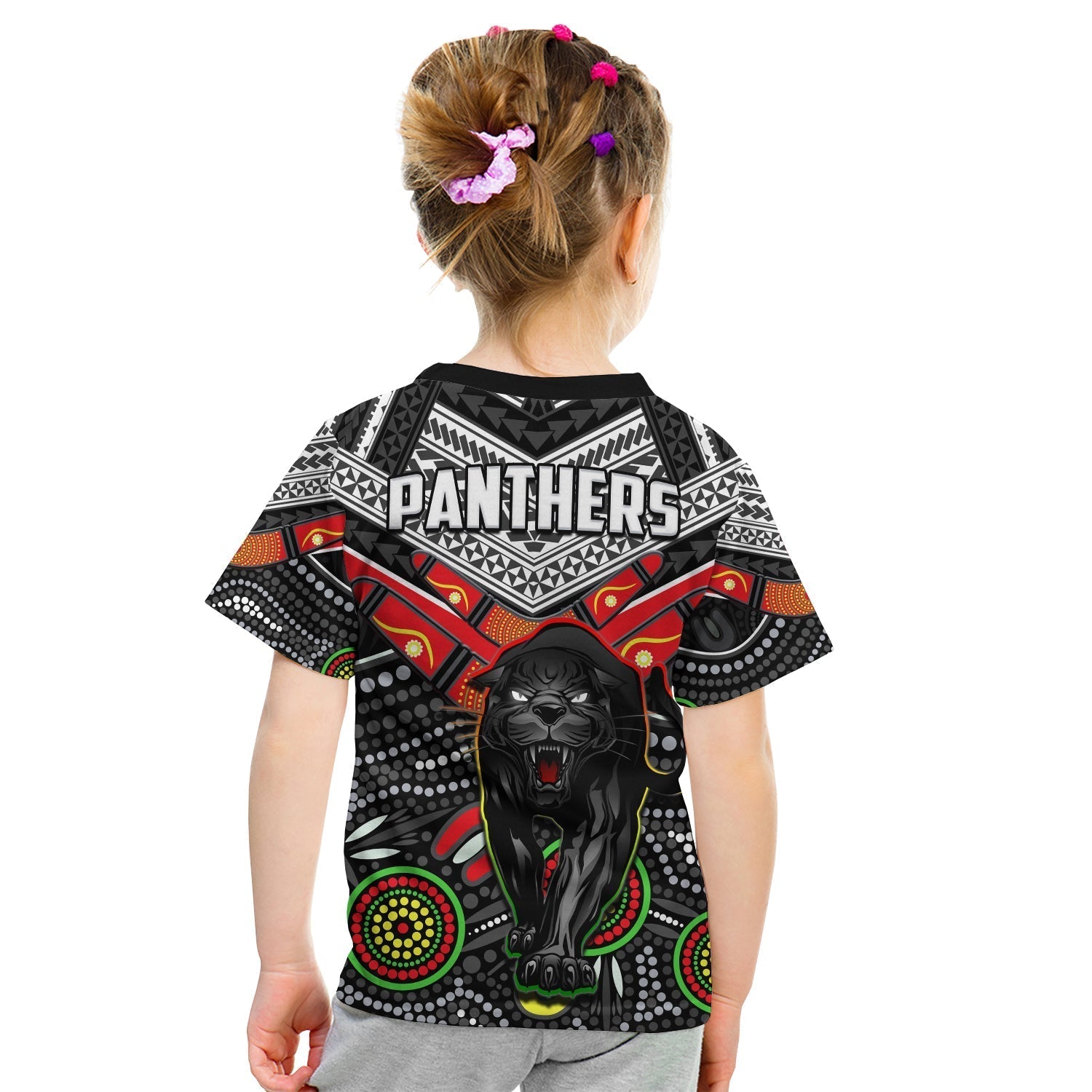 Panthers Rugby T Shirt KID Aboriginal and Polynesia Penrith The Riff - Vibe Hoodie Shop