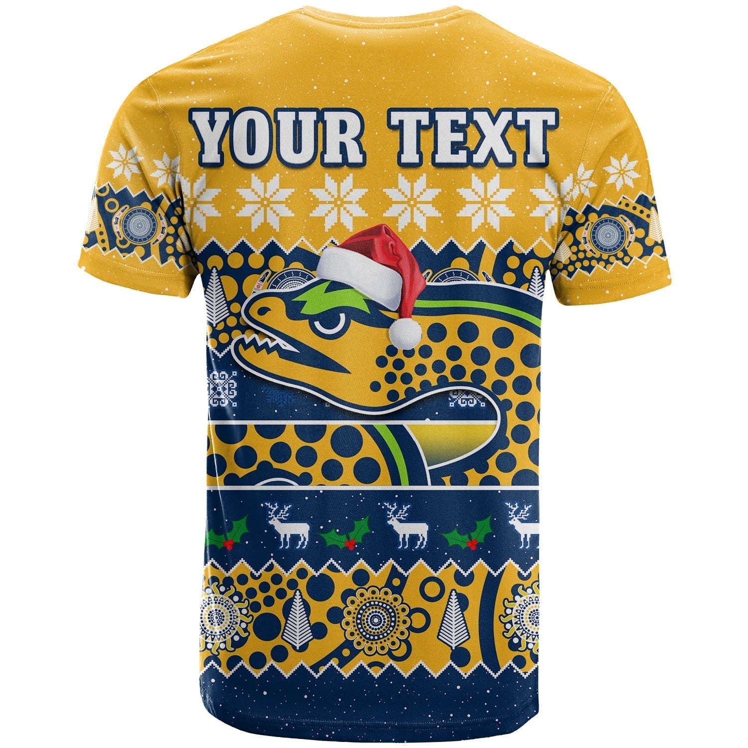 (Custom Personalised) Parramatta Eels Christmas T Shirt Parra Aboriginal Art Merry Xmas - Vibe Hoodie Shop