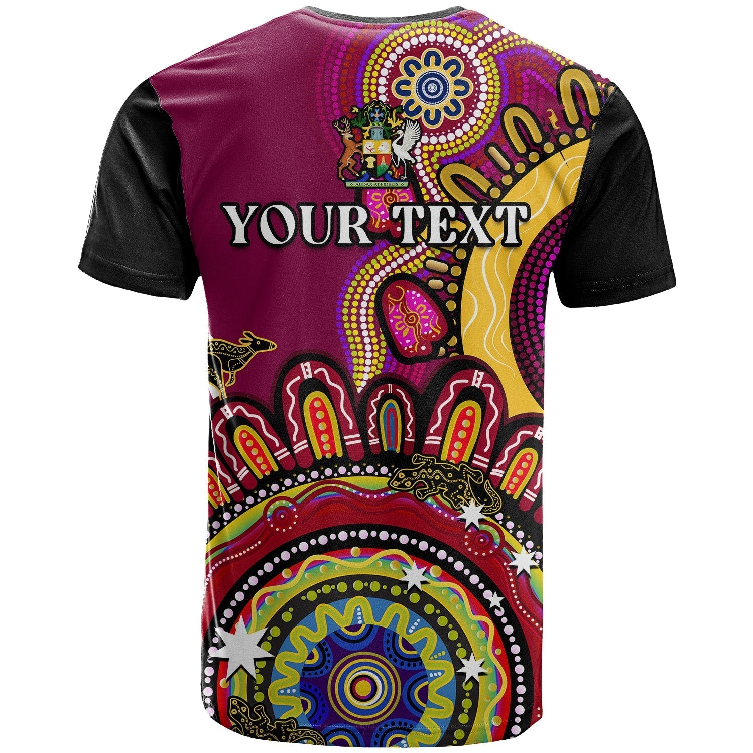 (Custom Personalised) Queensland State T Shirt QLD Australian Indigenous Art - Vibe Hoodie Shop