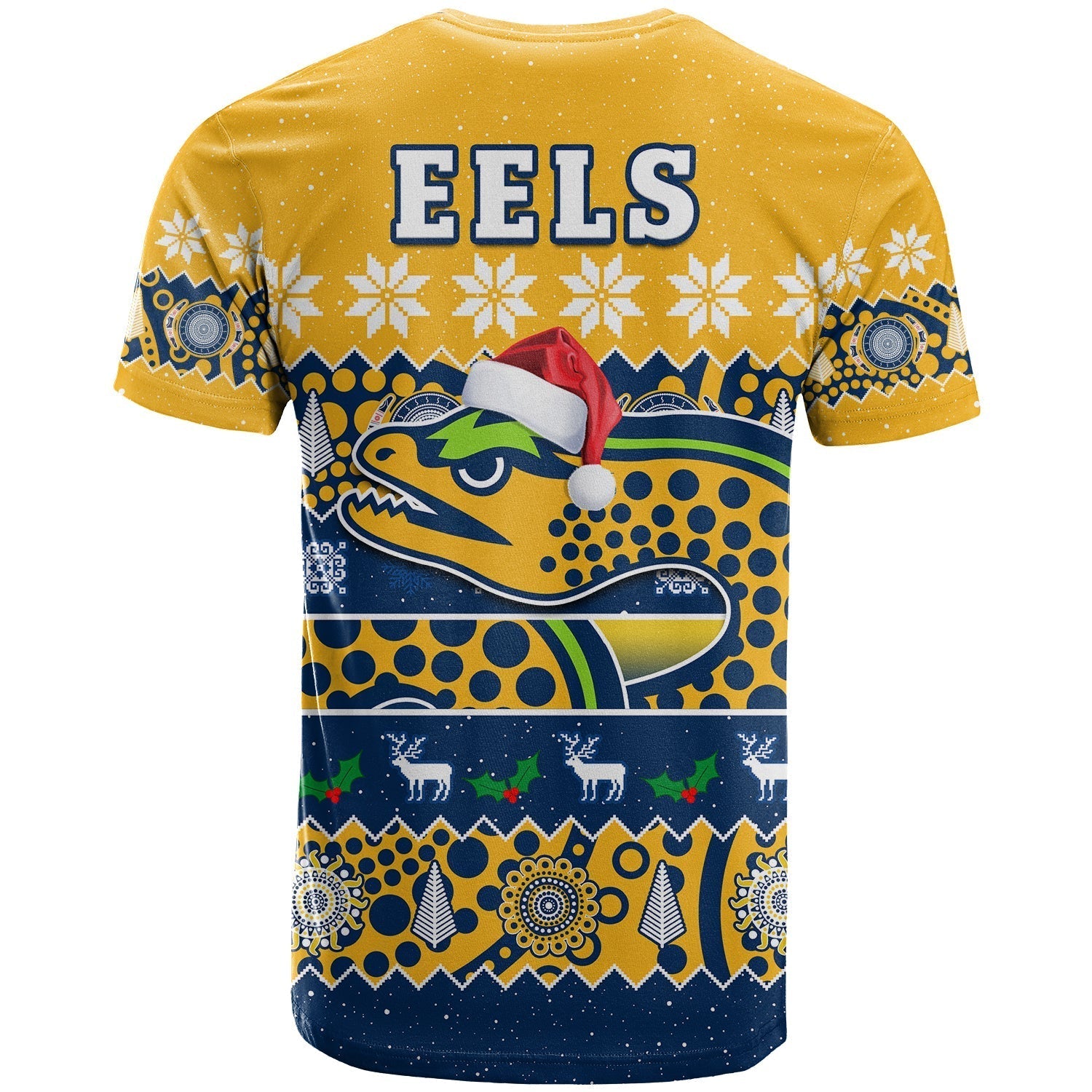 Parramatta Eels Christmas T Shirt Parra Aboriginal Art Merry Xmas - Vibe Hoodie Shop