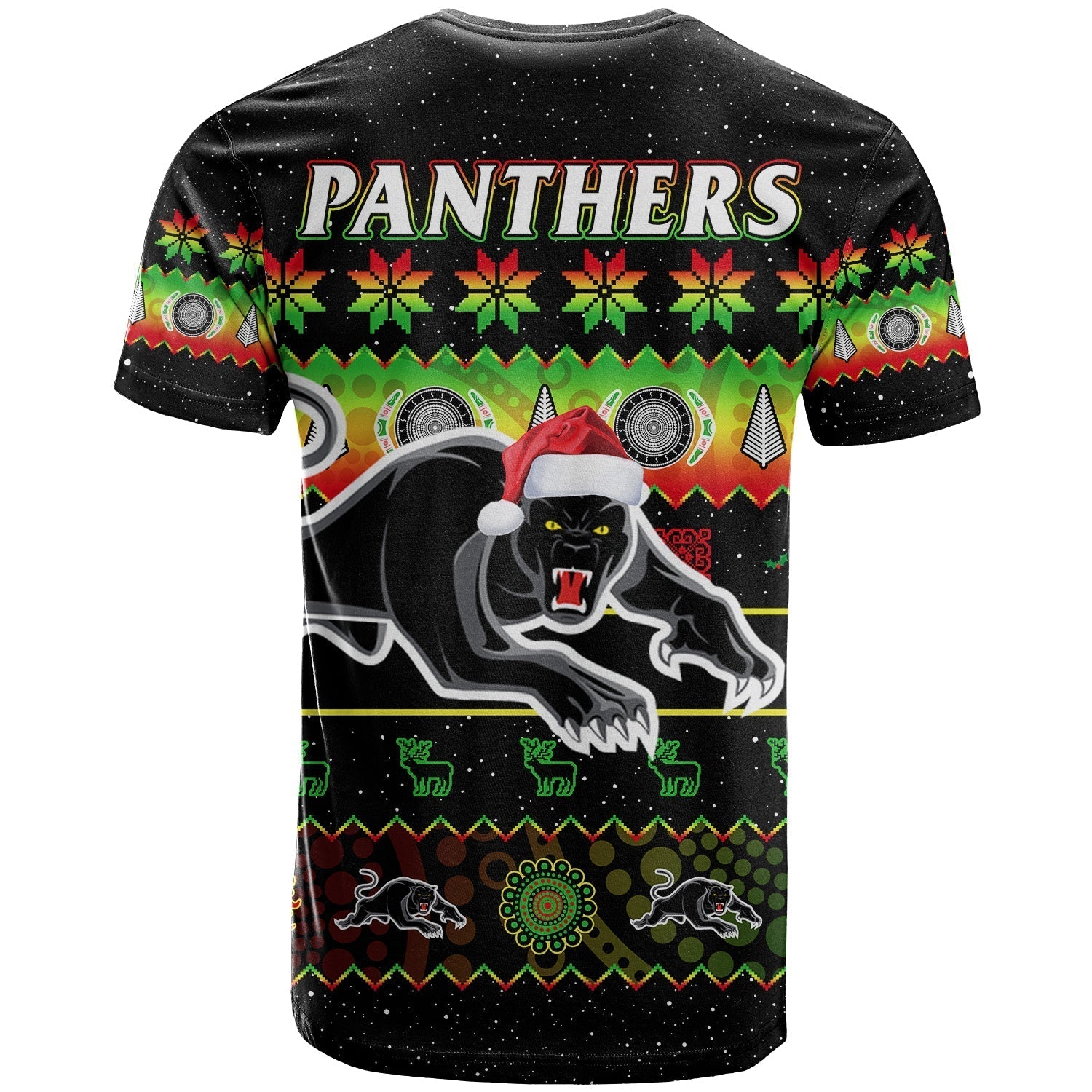 Penrith Panthers Christmas T Shirt The Riff Aboriginal Art Merry Xmas - Vibe Hoodie Shop