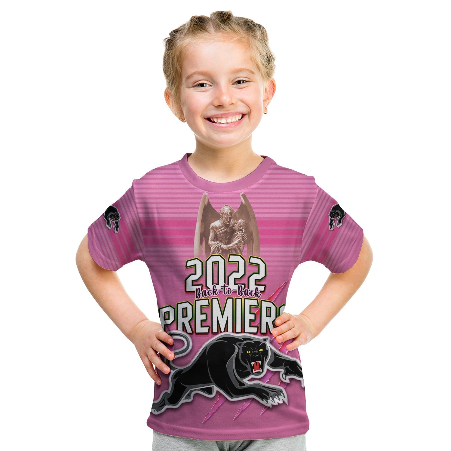 Panthers Proud T Shirt KID Back to Back Premiers 2022 Version Pink - Vibe Hoodie Shop
