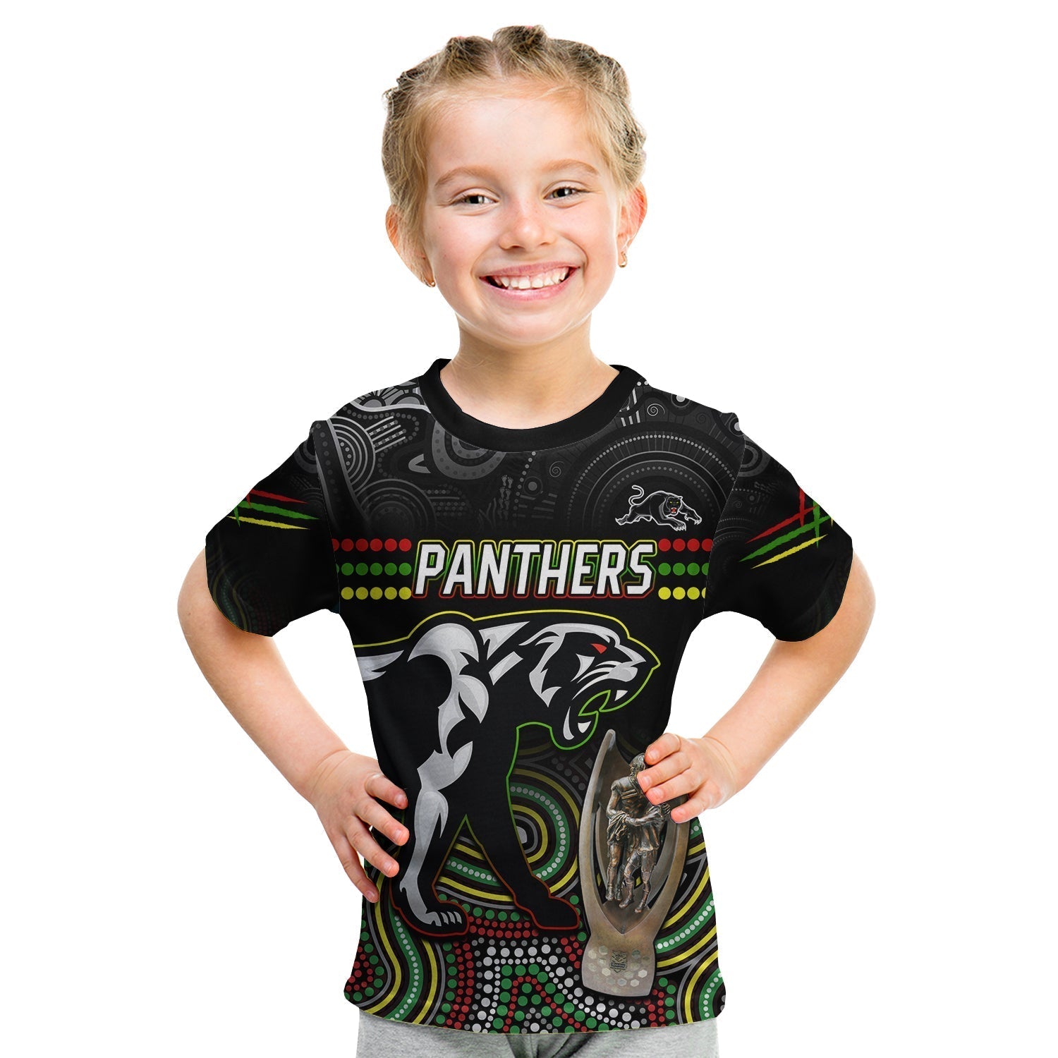 Custom Text and Number Panthers Rugby T Shirt KID Premiers 2022 Back to Back Champions - Vibe Hoodie Shop