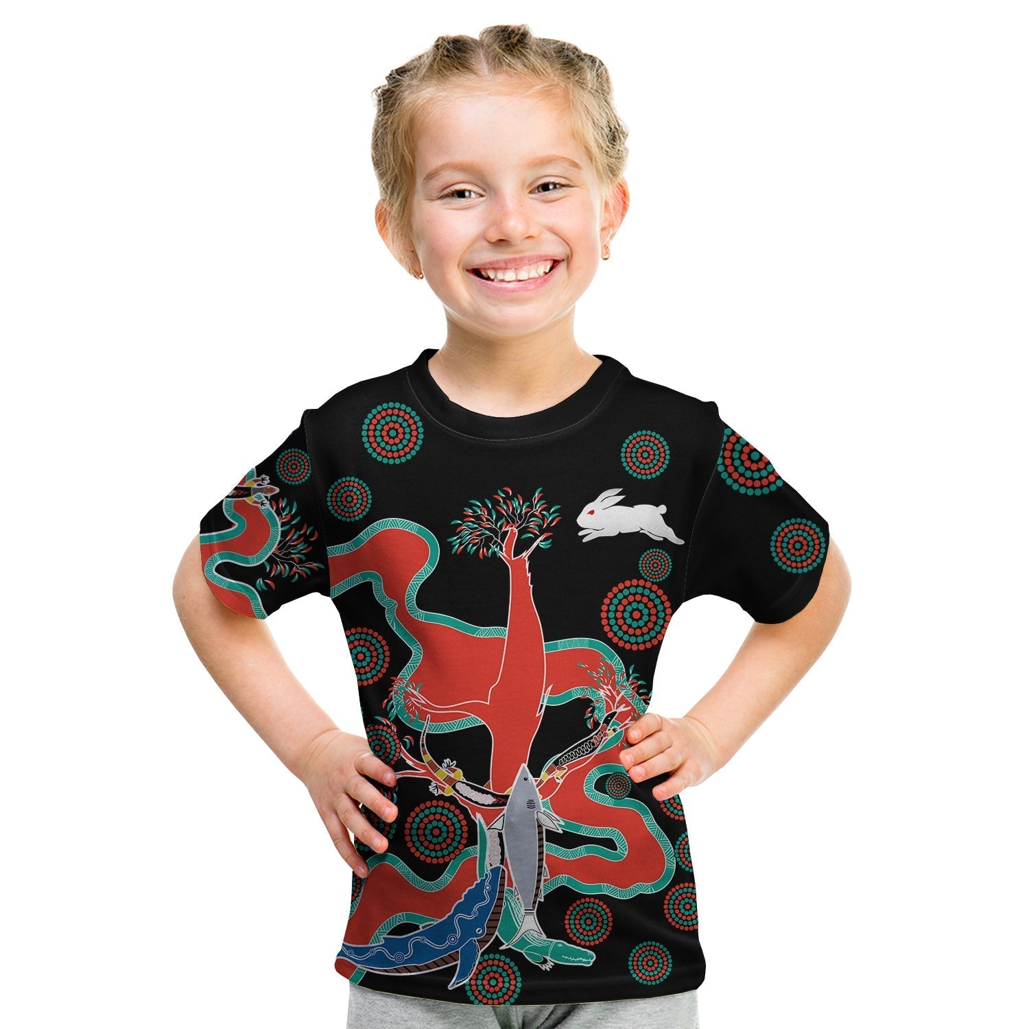 Rabbitohs T Shirt Go The Bunnies Aboriginal - Vibe Hoodie Shop