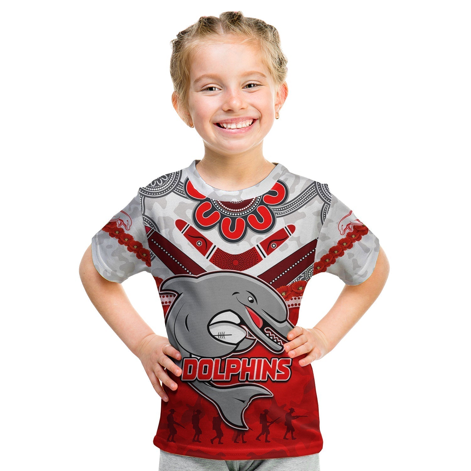 custom-text-and-number-dolphins-rugby-t-shirt-kid-anzac-day-poppy-aboriginal