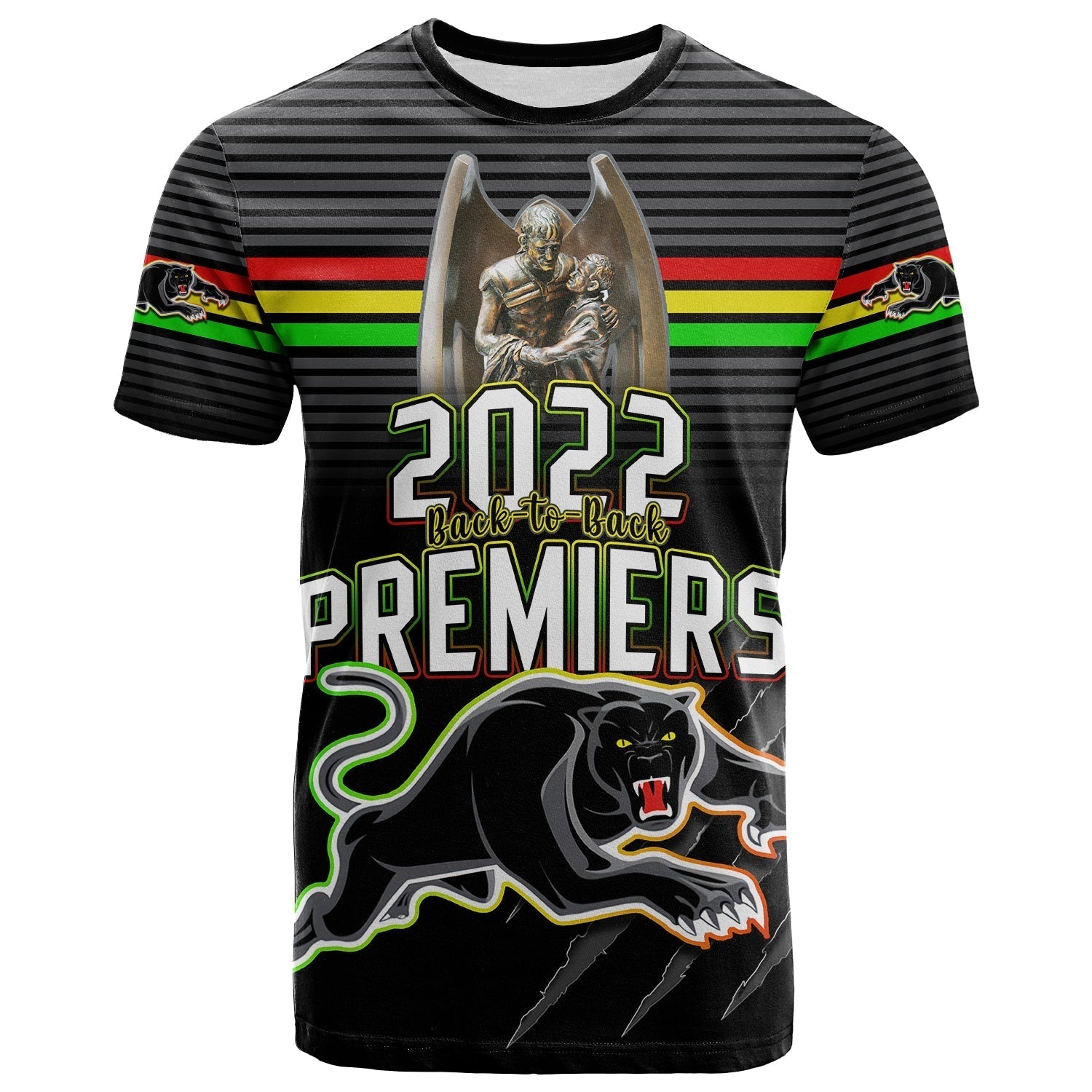 Panthers Proud T Shirt Back to Back Premiers 2022 Version Black - Vibe Hoodie Shop