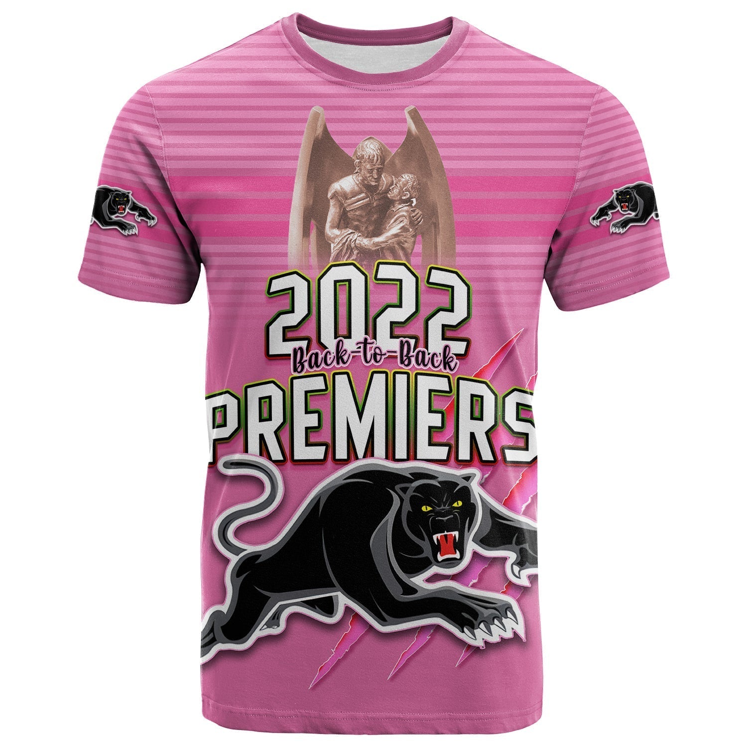 Panthers Proud T Shirt Back to Back Premiers 2022 Version Pink - Vibe Hoodie Shop