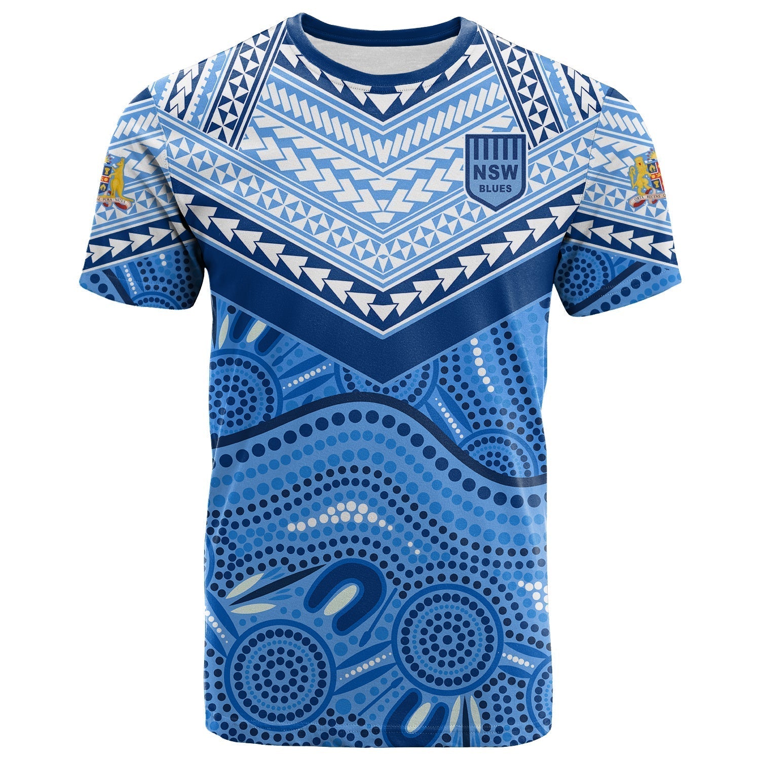 (Custom Text and Number) NSW Blues T Shirt Aboriginal and Polynesia Admirable - Vibe Hoodie Shop