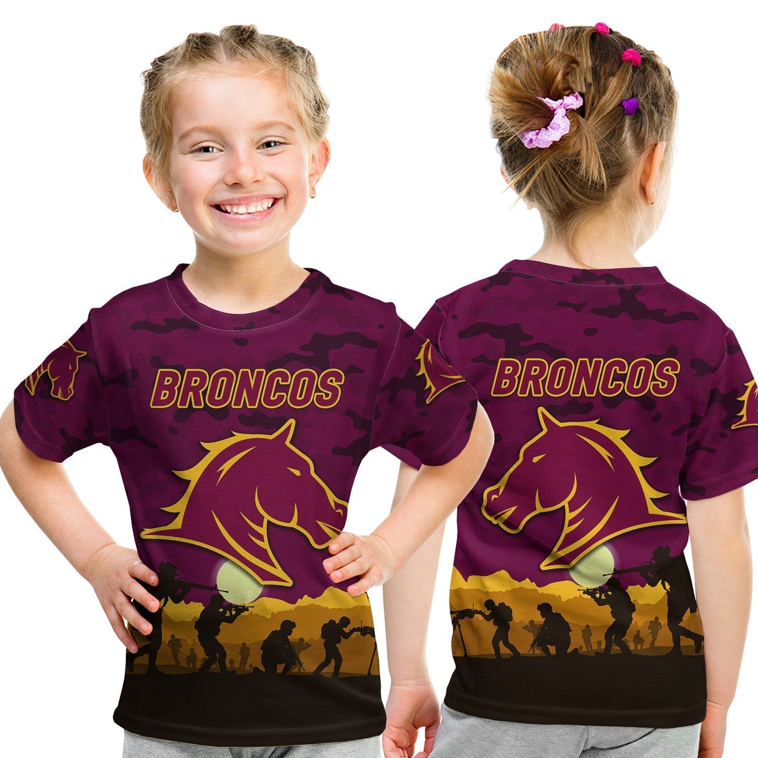 Brisbane Broncos ANZAC 2022 T shirt Simple Style - Maroon - Vibe Hoodie Shop