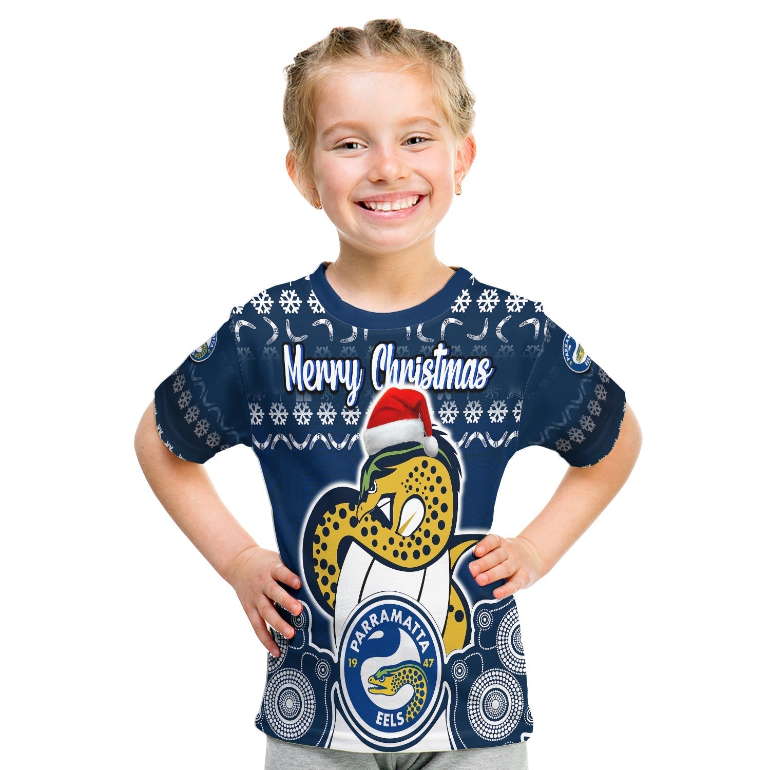 Parramatta Eels Christmas Vibe With Aboriginal Dot Panting Style T Shirt LT9 - Vibe Hoodie Shop