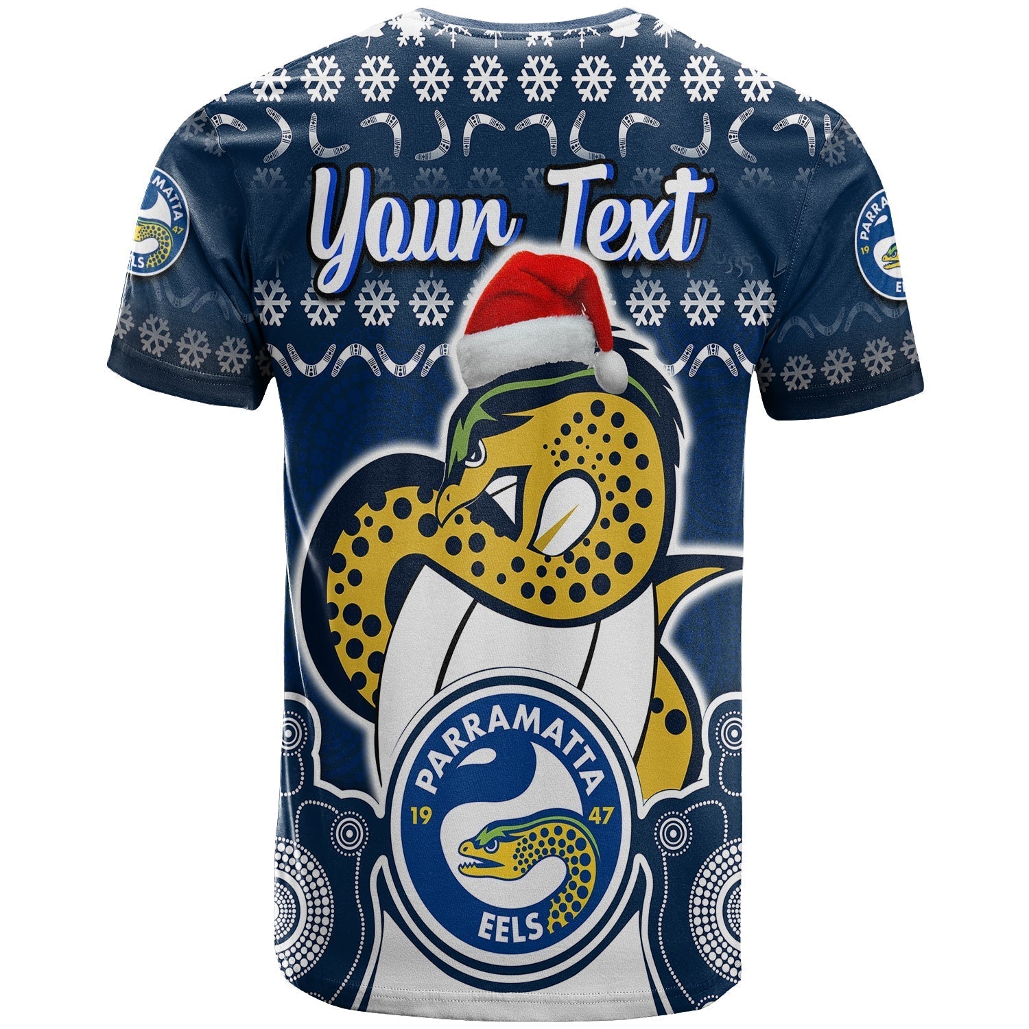 (Custom Personalised) Parramatta Eels Christmas Vibe With Aboriginal Dot Panting Style T Shirt LT9 - Vibe Hoodie Shop