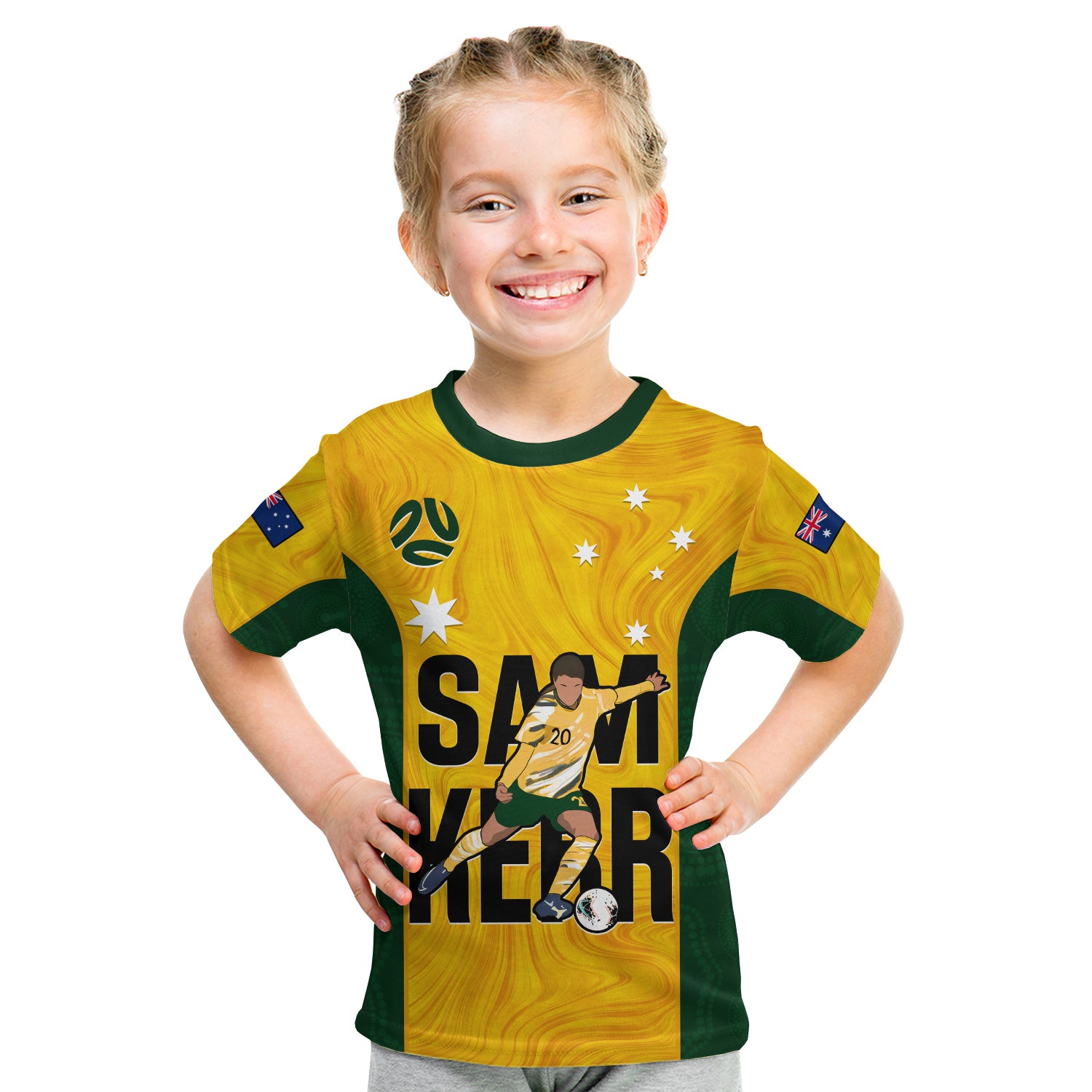 Australia Soccer T Shirt Sam Kerr Matildas World Cup Yellow - Vibe Hoodie Shop