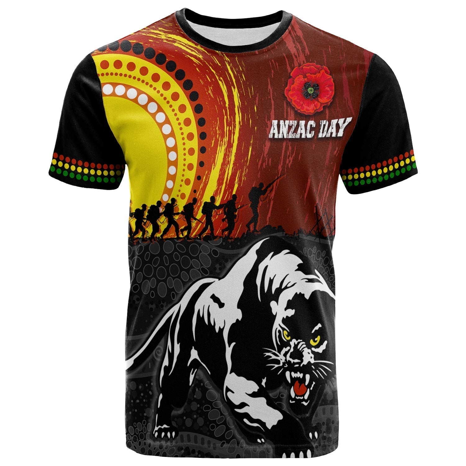 Penrith Panther T shirt ANZAC Day Indigenous Special Version - Vibe Hoodie Shop