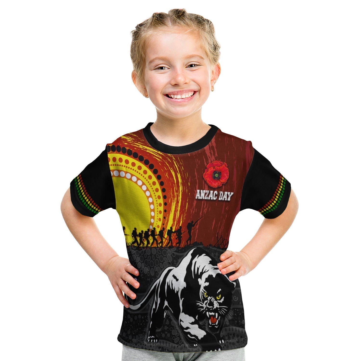 Penrith Panther T shirt ANZAC Day Indigenous Special Version - Vibe Hoodie Shop