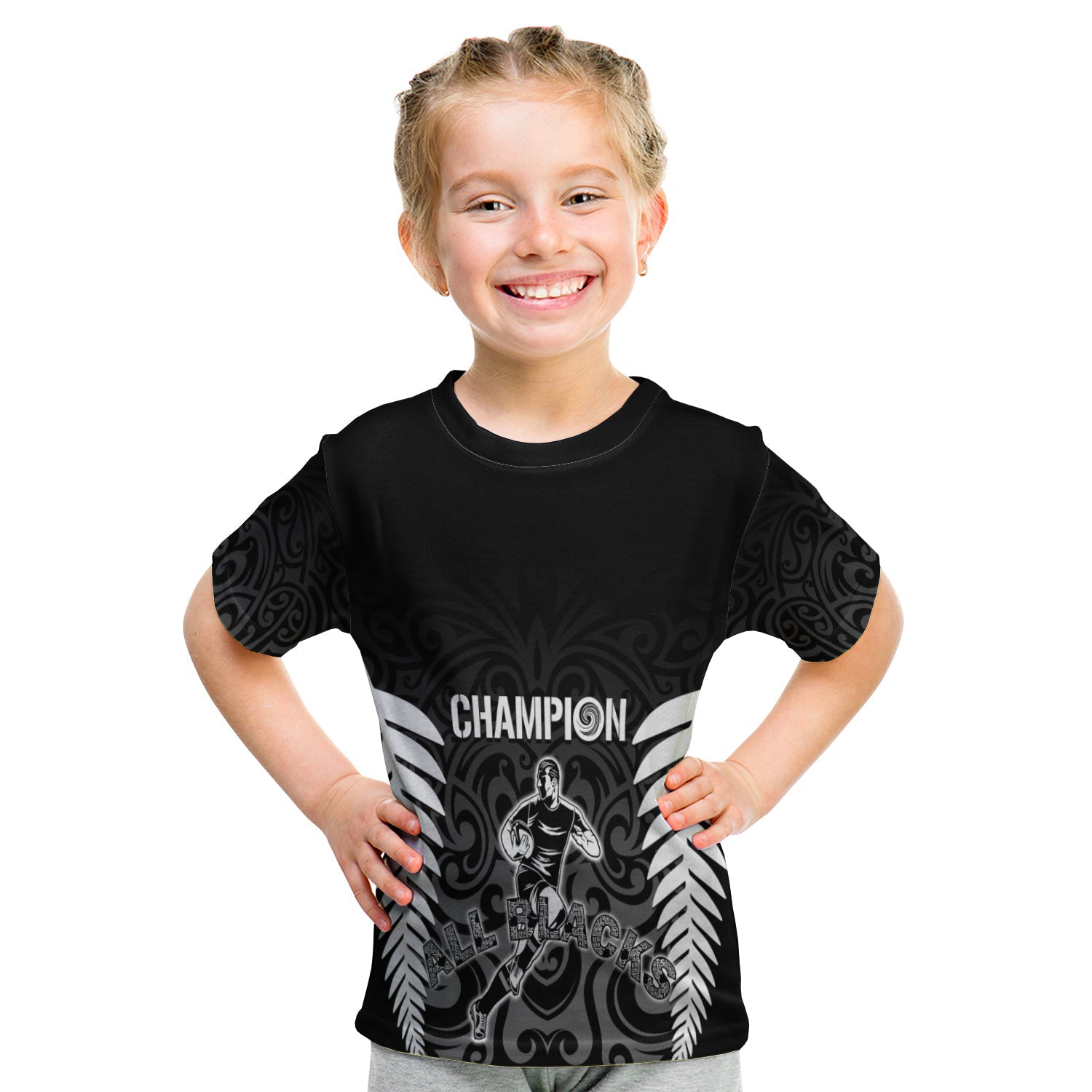 Personalised New Zealand Rugby T Shirt All Black Champion - Vibe Hoodie Shop