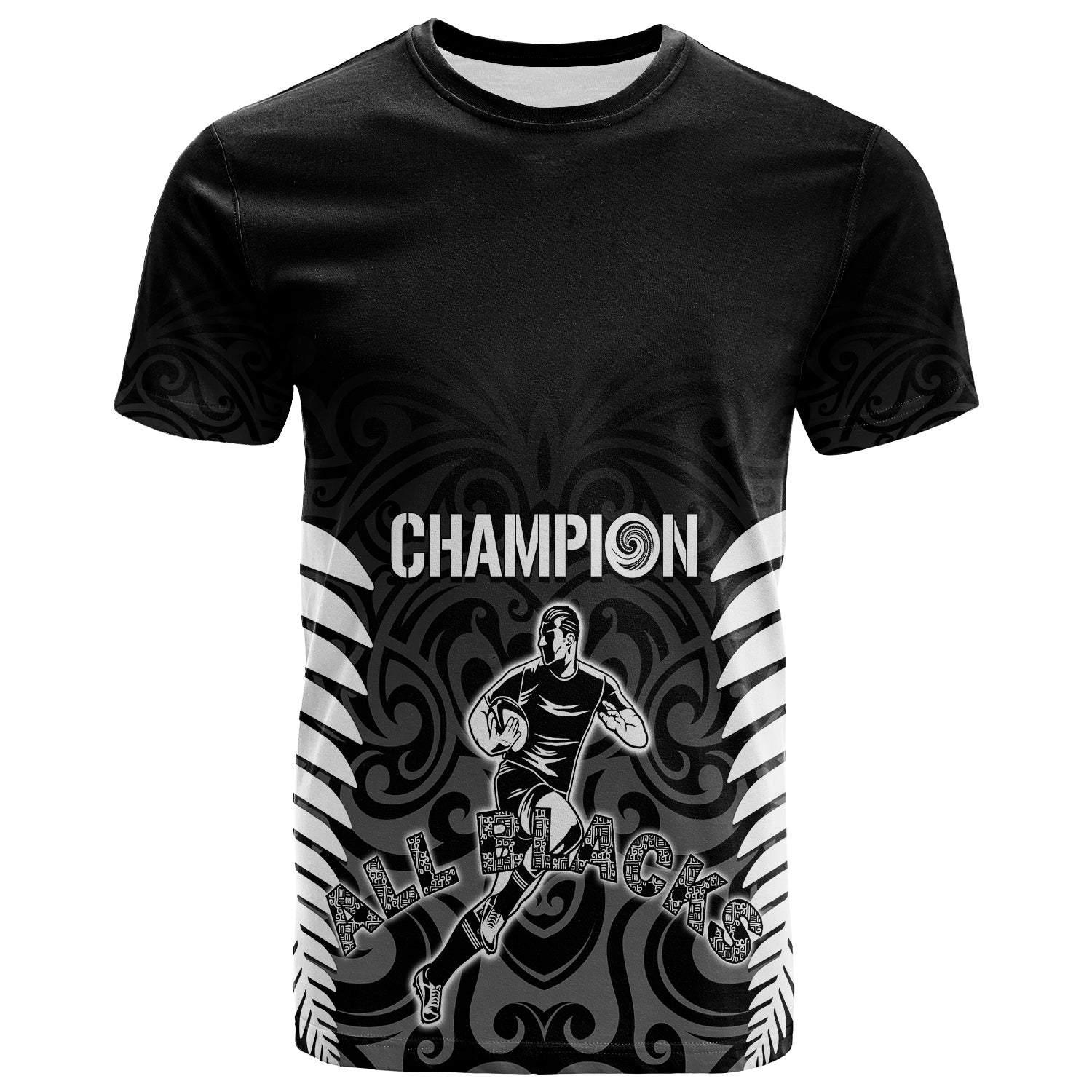 Personalised New Zealand Rugby T Shirt All Black Champion - Vibe Hoodie Shop