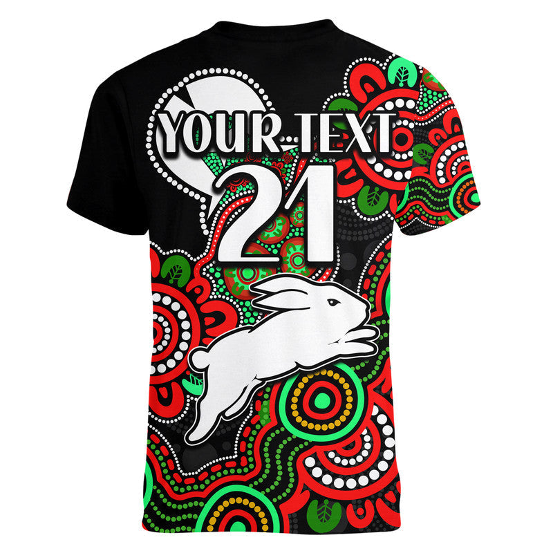 (Custom Personalised) Rabbitohs Rugby V-Neck T Shirt NAIDOC Torres Strait For Our Elders - Vibe Hoodie Shop