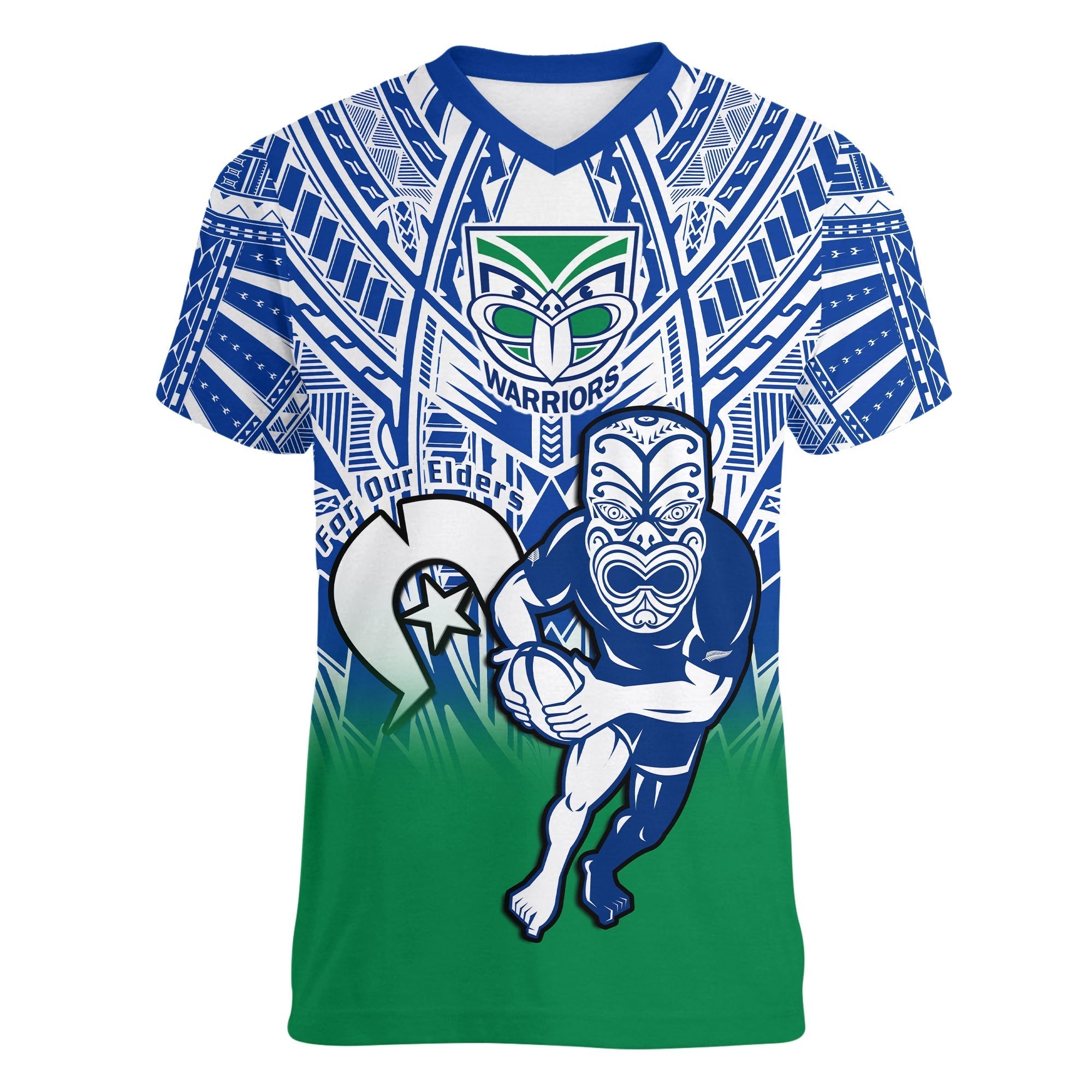 custom-text-and-number-warriors-rugby-naidoc-2023-v-neck-t-shirt-new-zealand-tiki-for-our-elders
