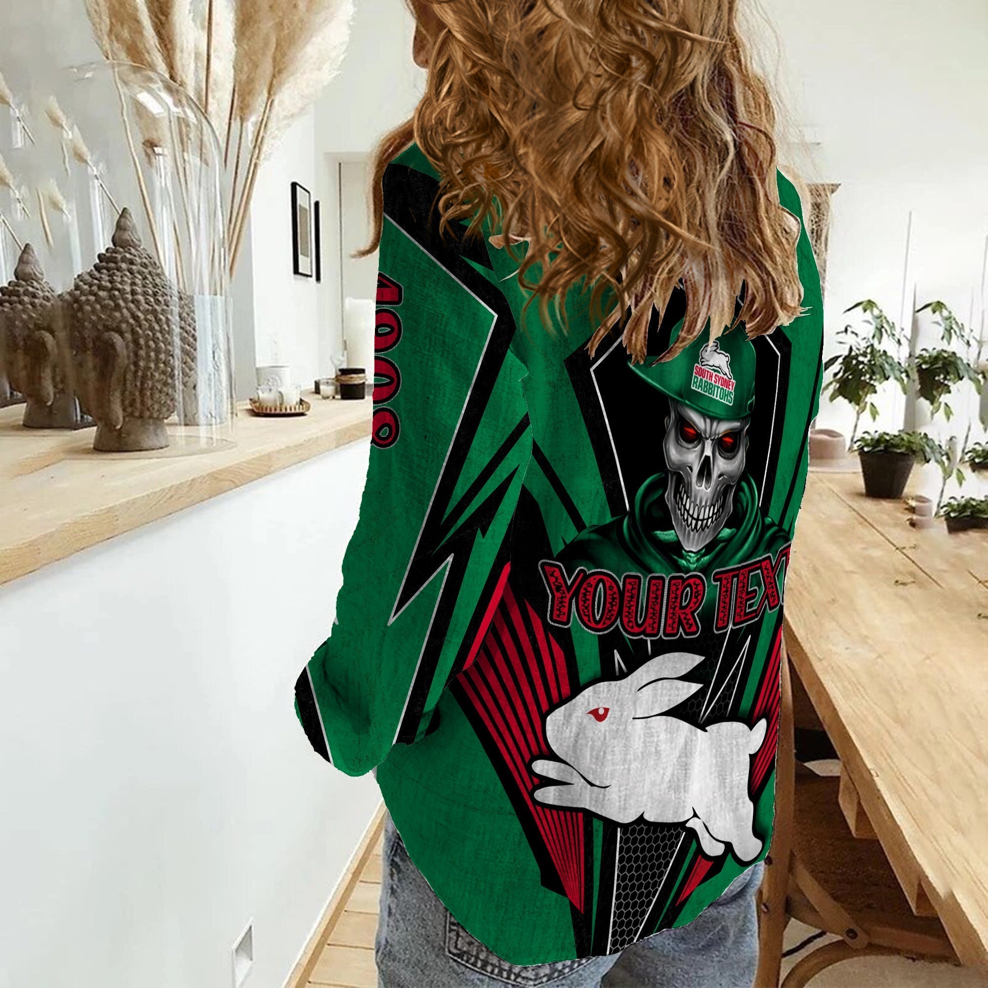 (Custom Personalised) Rabbitohs Rugby Women Casual Shirt Mascot South Sydney Since 1908 Cool Skull - Vibe Hoodie Shop