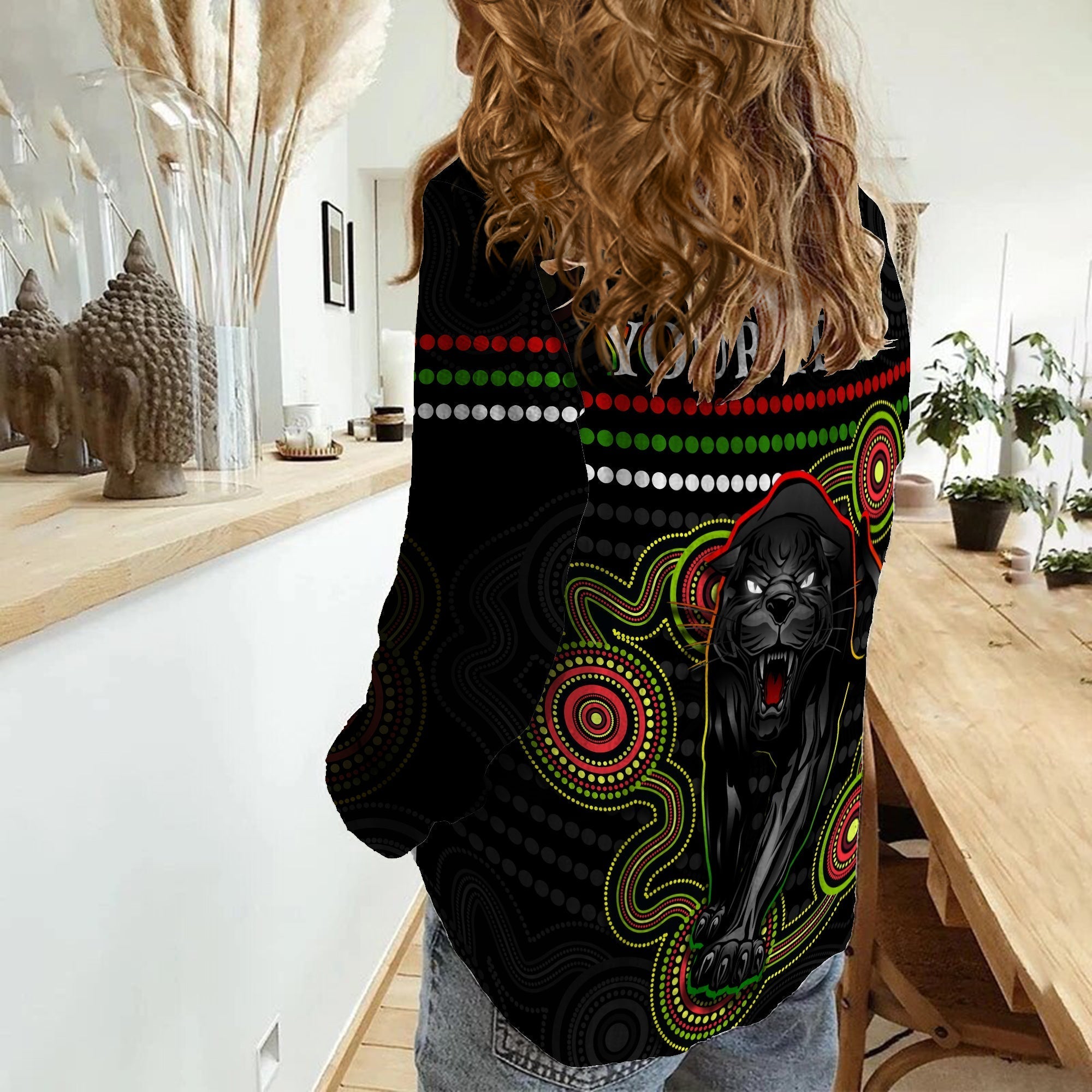 (Custom Personalised) Panthers Indigenous Women Casual Shirt Version Black Alternate - Vibe Hoodie Shop