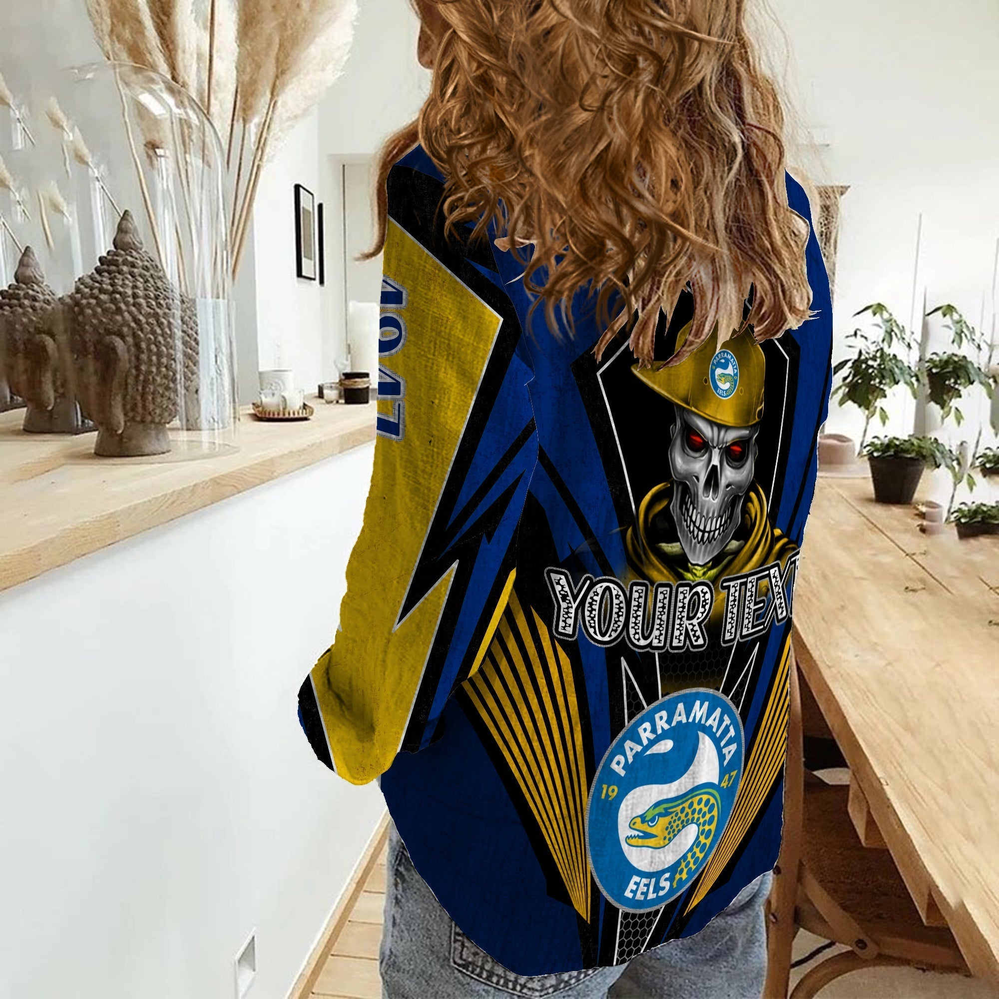 (Custom Personalised) Eels Rugby Women Casual Shirt Mascot Parramatta Since 1947 Cool Skull - Vibe Hoodie Shop