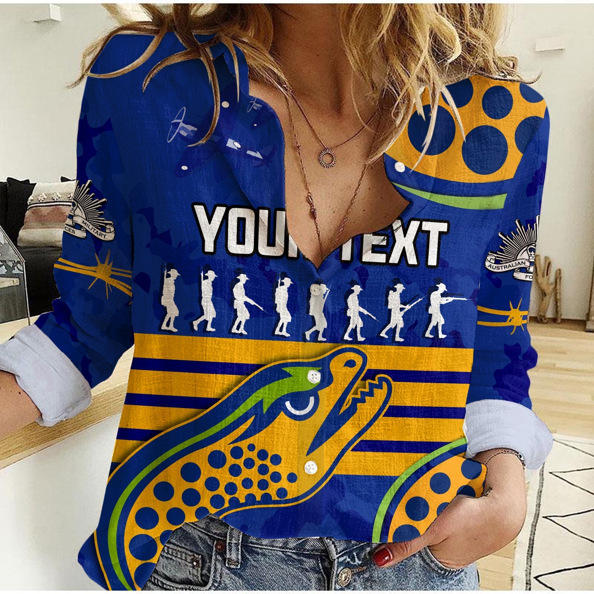 (Custom Personalised) Eels ANZAC 2022 Women Casual Shirt Lest We Forget - Vibe Hoodie Shop