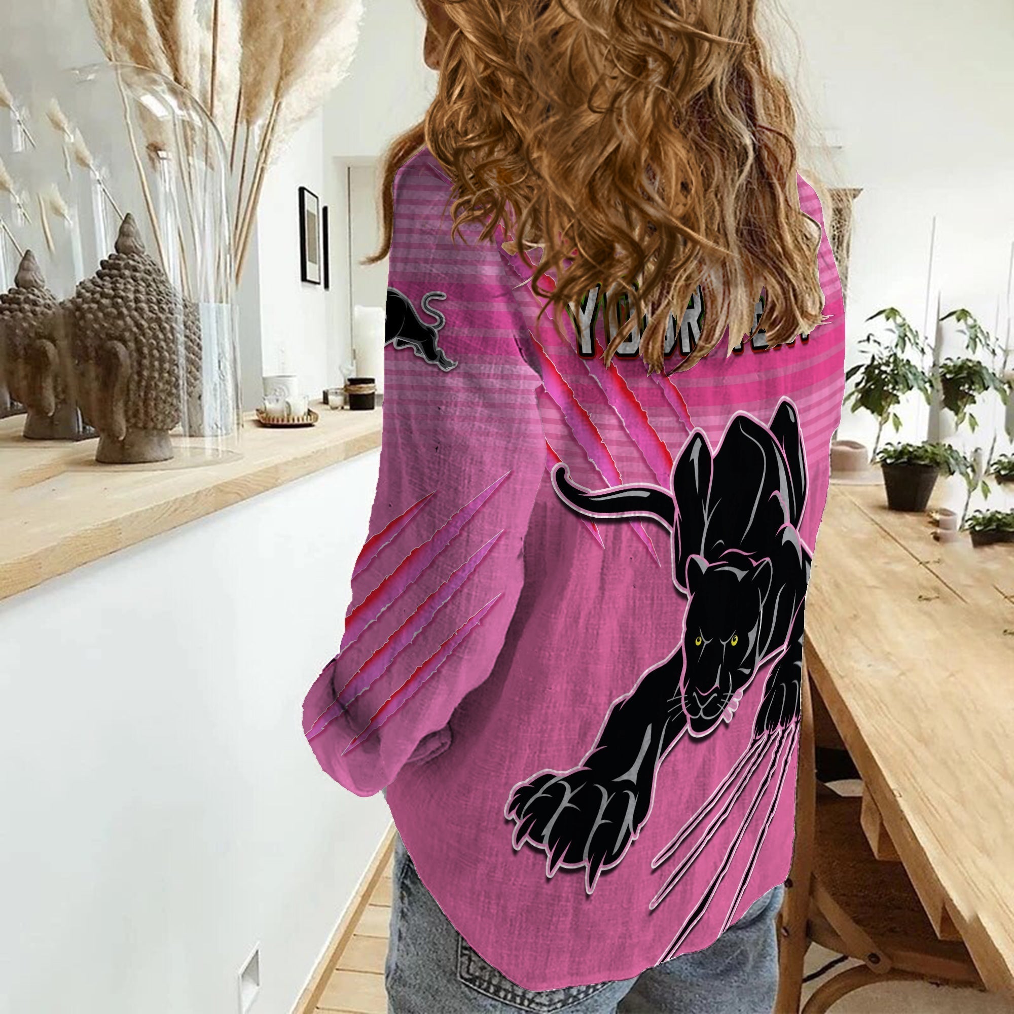 Custom Personalised Panthers Proud Women Casual Shirt Back to Back Premiers 2022 Version Pink - Vibe Hoodie Shop