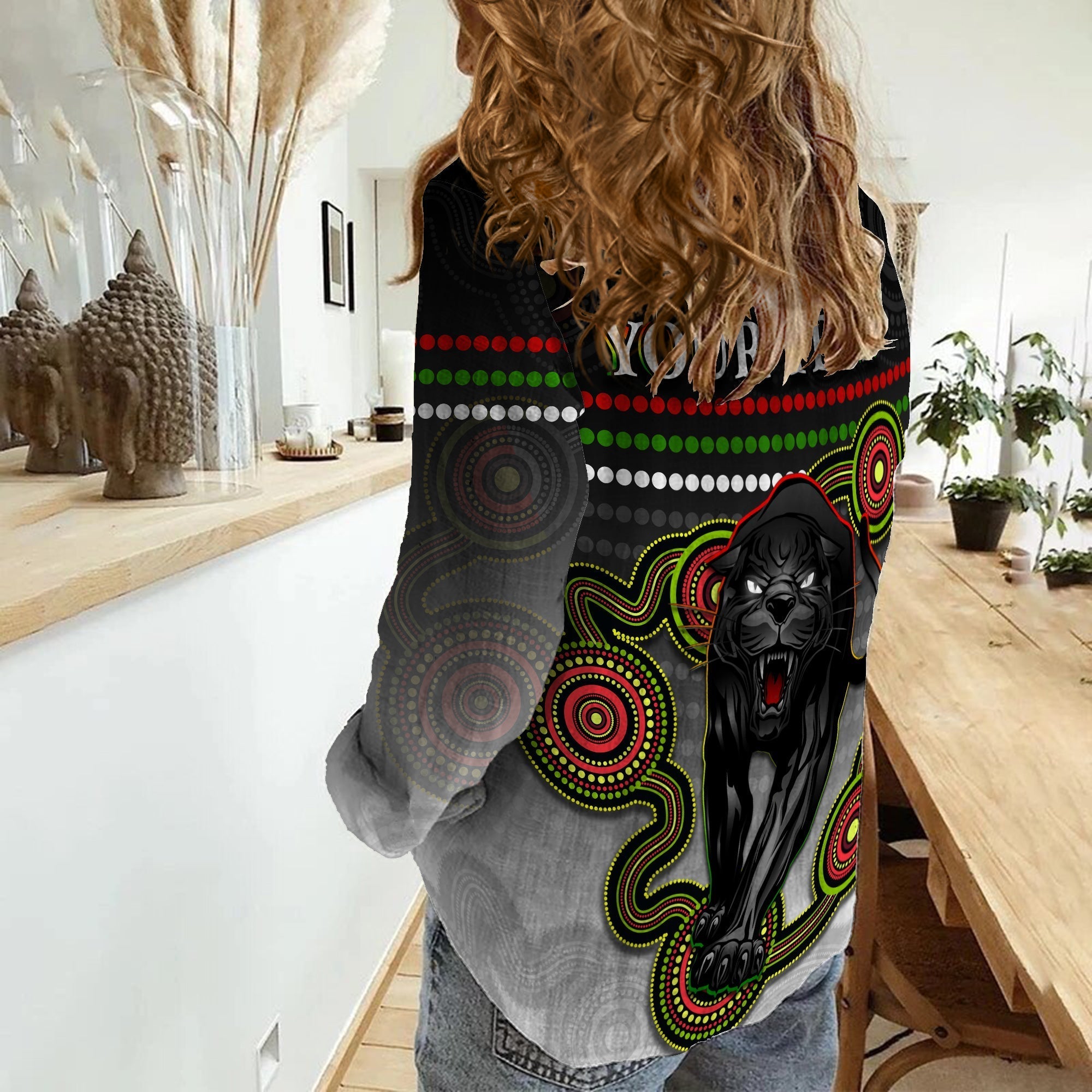 (Custom Personalised) Panthers Indigenous Women Casual Shirt Version White Alternate - Vibe Hoodie Shop