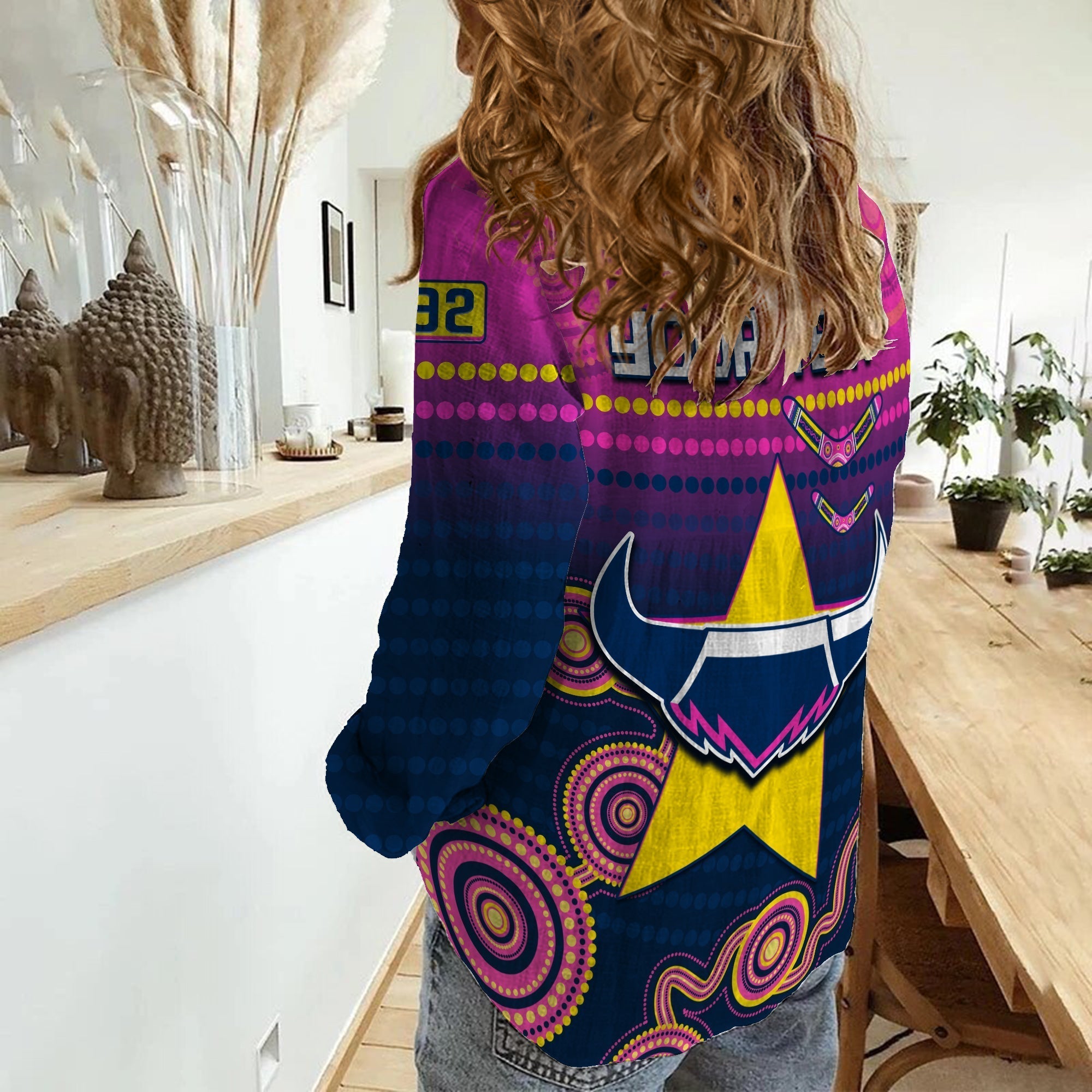 (Custom Personalised) Cowboys Rugby Women Casual Shirt Aboriginal Go Premiers North Queensland - Vibe Hoodie Shop