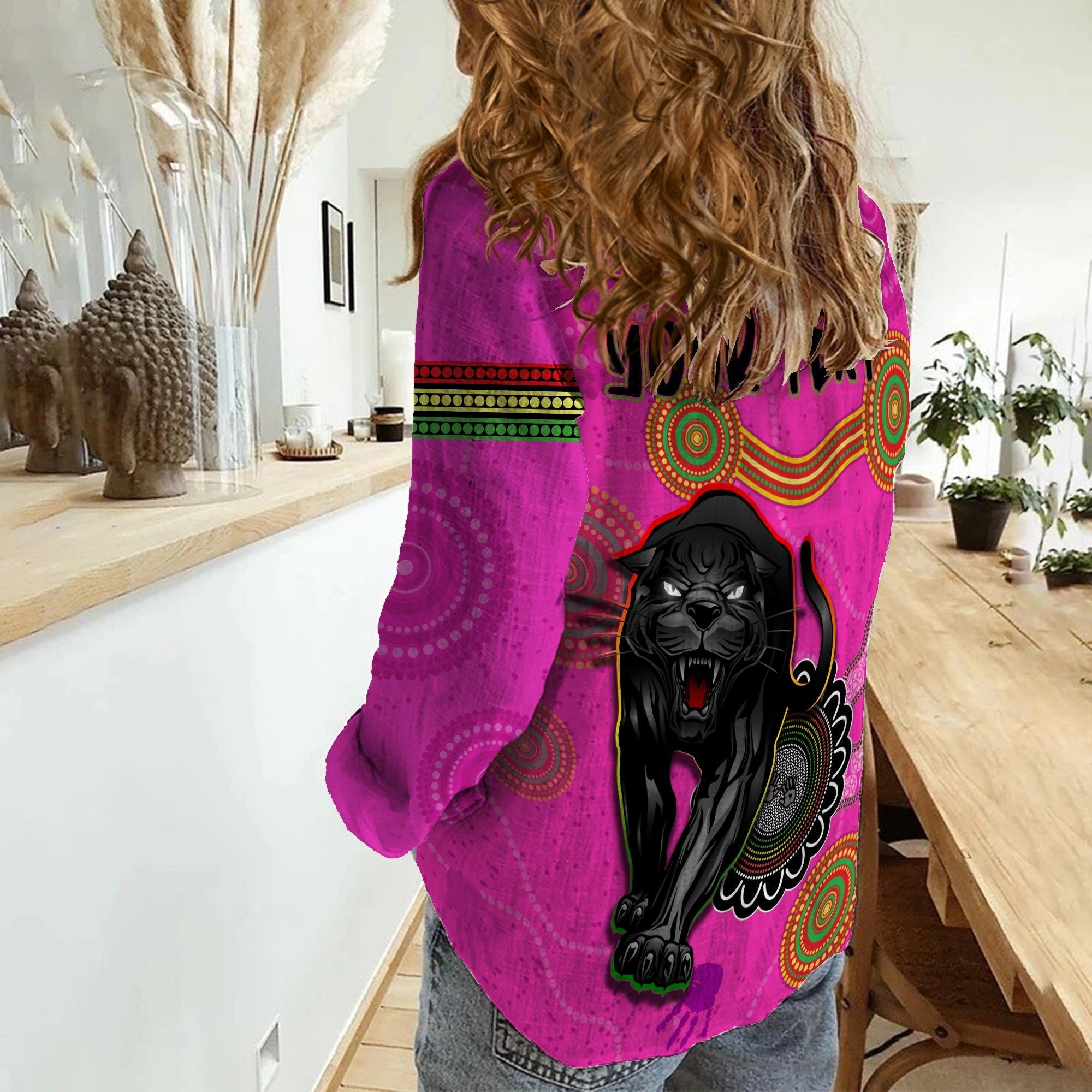 (Custom Personalised) Panthers Women Casual Shirt Aboriginal Premiers 2022 We Are The Champions With Trophy - Vibe Hoodie Shop