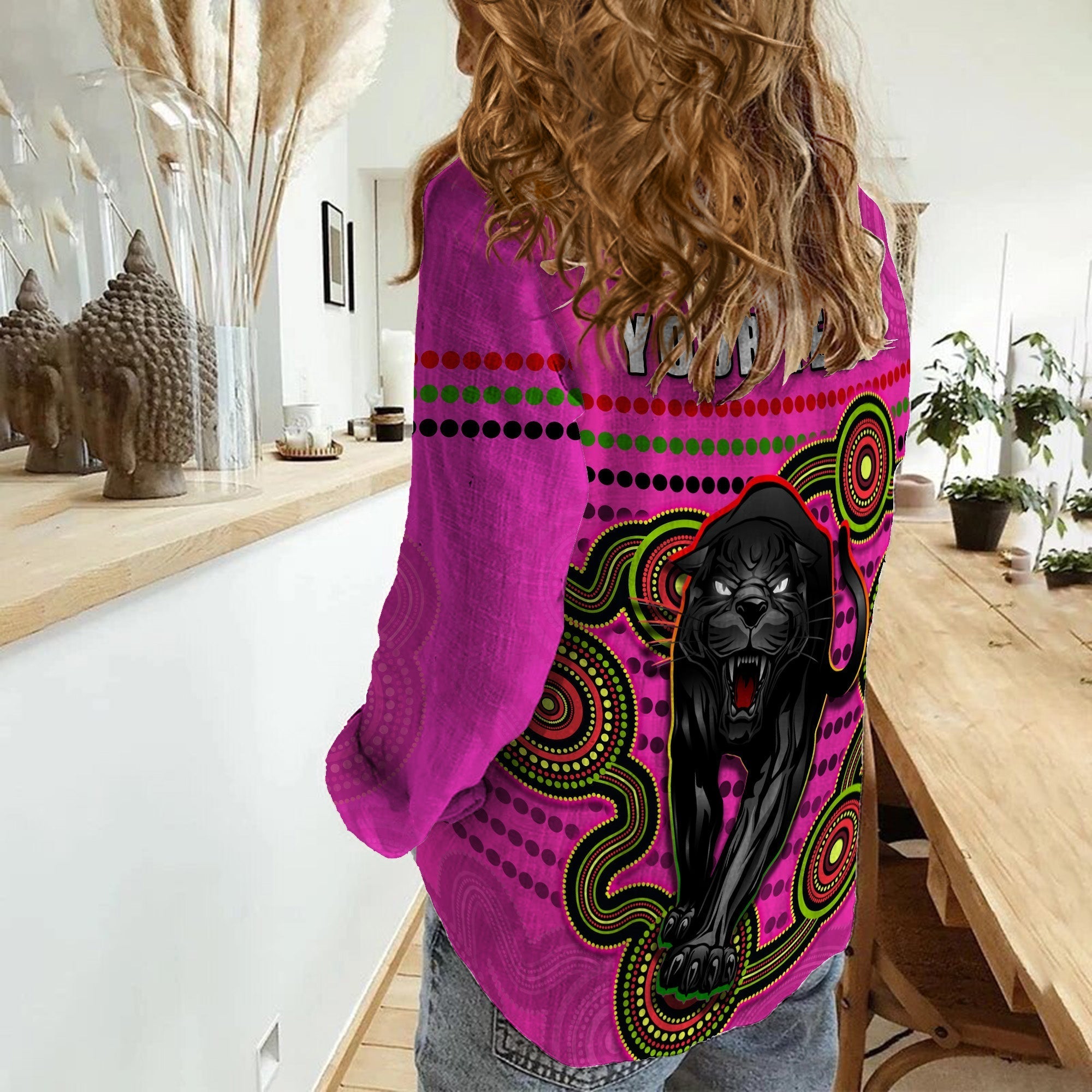 (Custom Personalised) Panthers Indigenous Women Casual Shirt Version Pink Alternate - Vibe Hoodie Shop