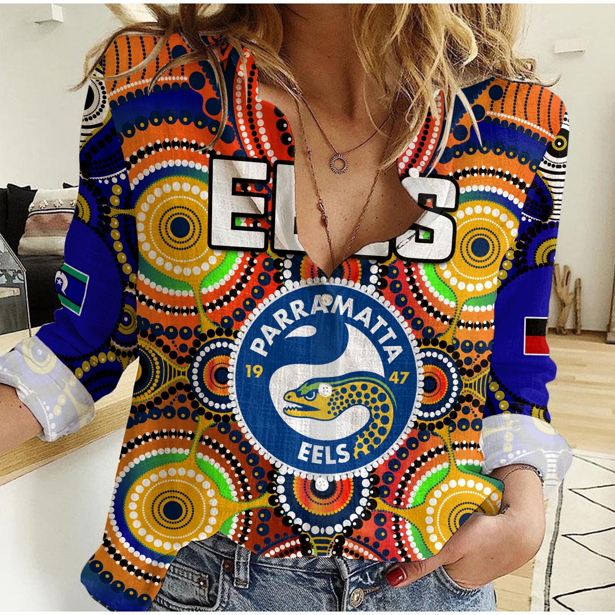 (Custom Personalised) Eels Indigenous Women Casual Shirt Parramatta NAIDOC Special - Vibe Hoodie Shop
