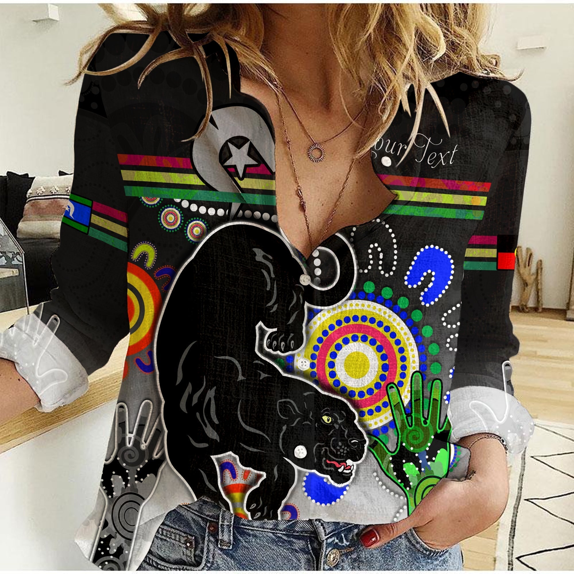 (Custom Personalised) NAIDOC Panthers 2022 Women Casual Shirt - Vibe Hoodie Shop