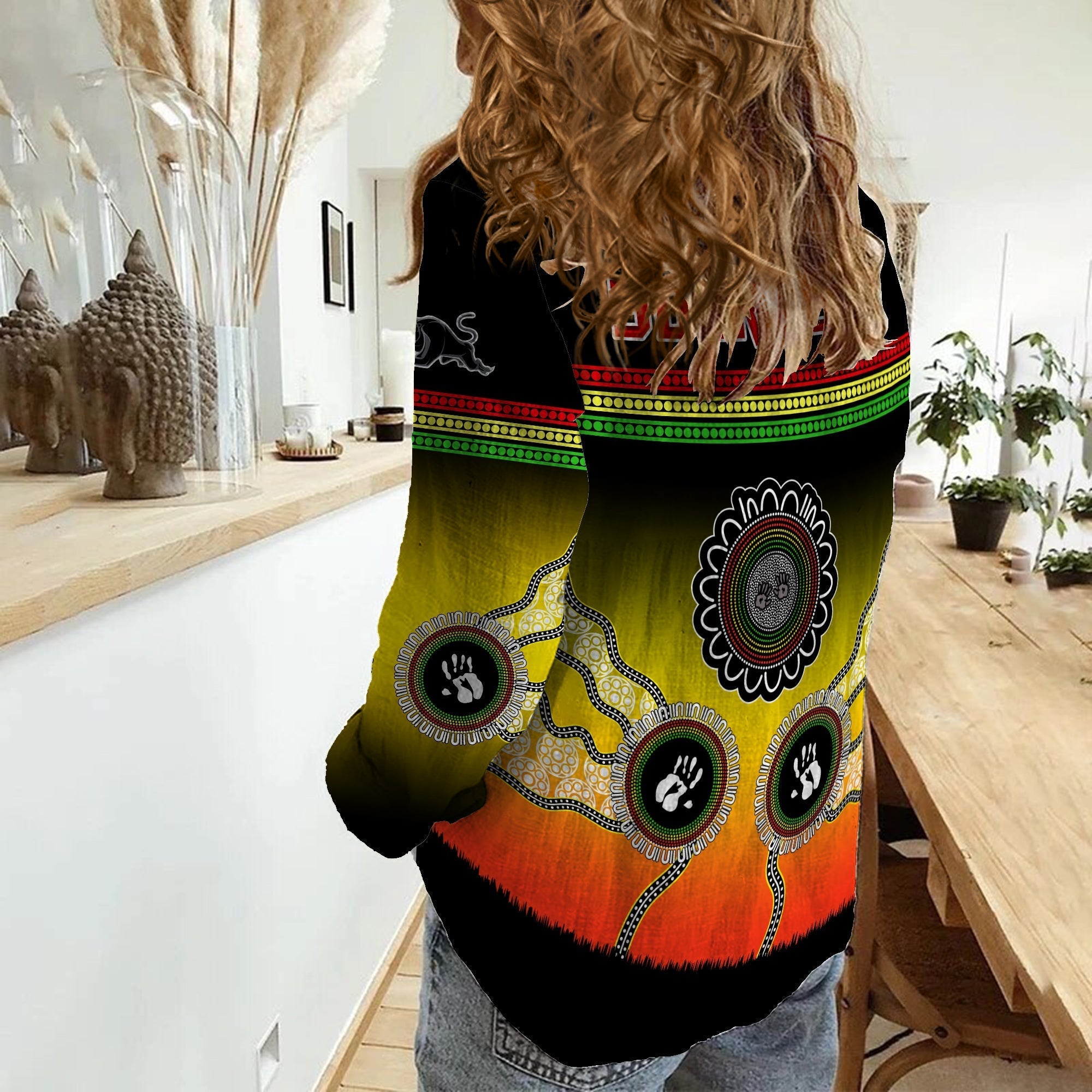 (Custom Personalised) Panthers Women Casual Shirt Go The Mighty Penrith Aboriginal - Vibe Hoodie Shop