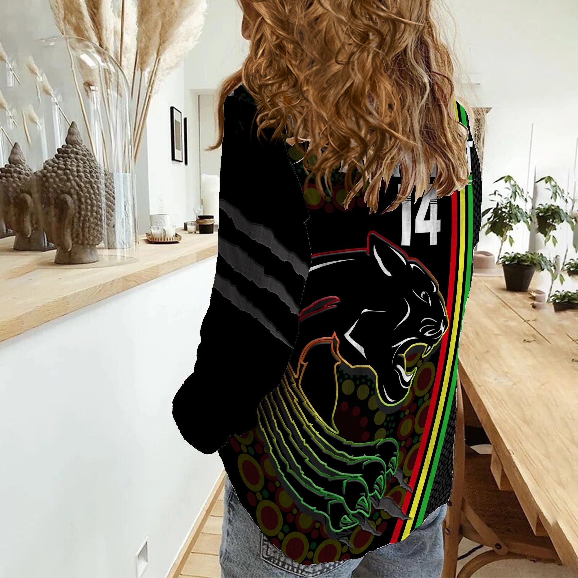 (Custom Text And Number) Panthers Rugby Women Casual Shirt The Mountain Men Aboriginal Art Dynamic - Vibe Hoodie Shop