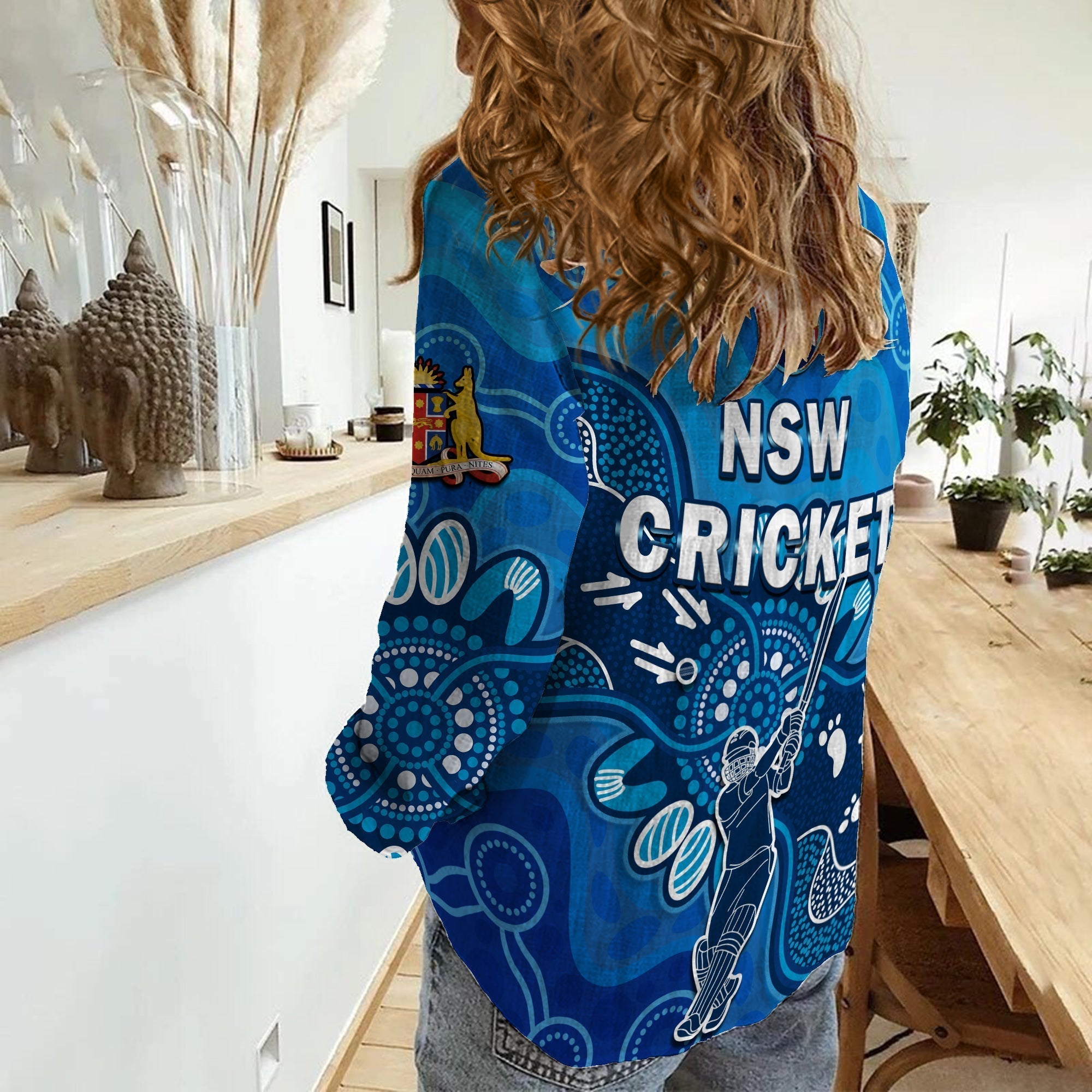 New South Wales Cricket Women Casual Shirt NSW 2022 Aboriginal Art - Vibe Hoodie Shop